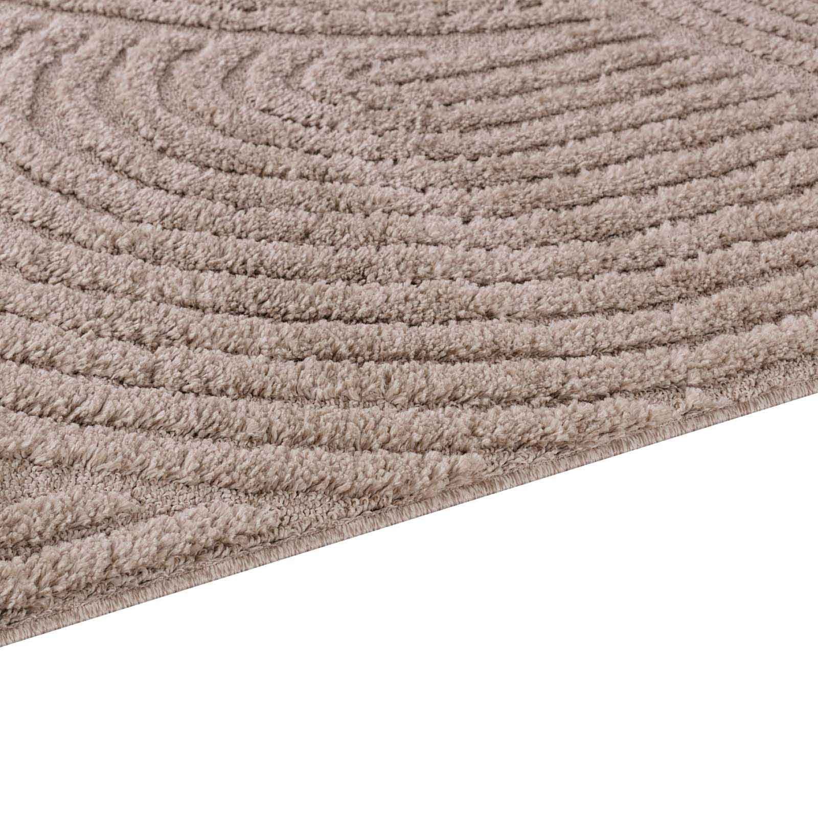 uni, moderner Wohnzimmer Designerteppich scandi TaraCarpet, 080x150 beige BOHO Schlafzimmer Tokio cm rechteckig, Höhe: Flur hoch-tief 20 mm, Struktur Wellen Designteppich