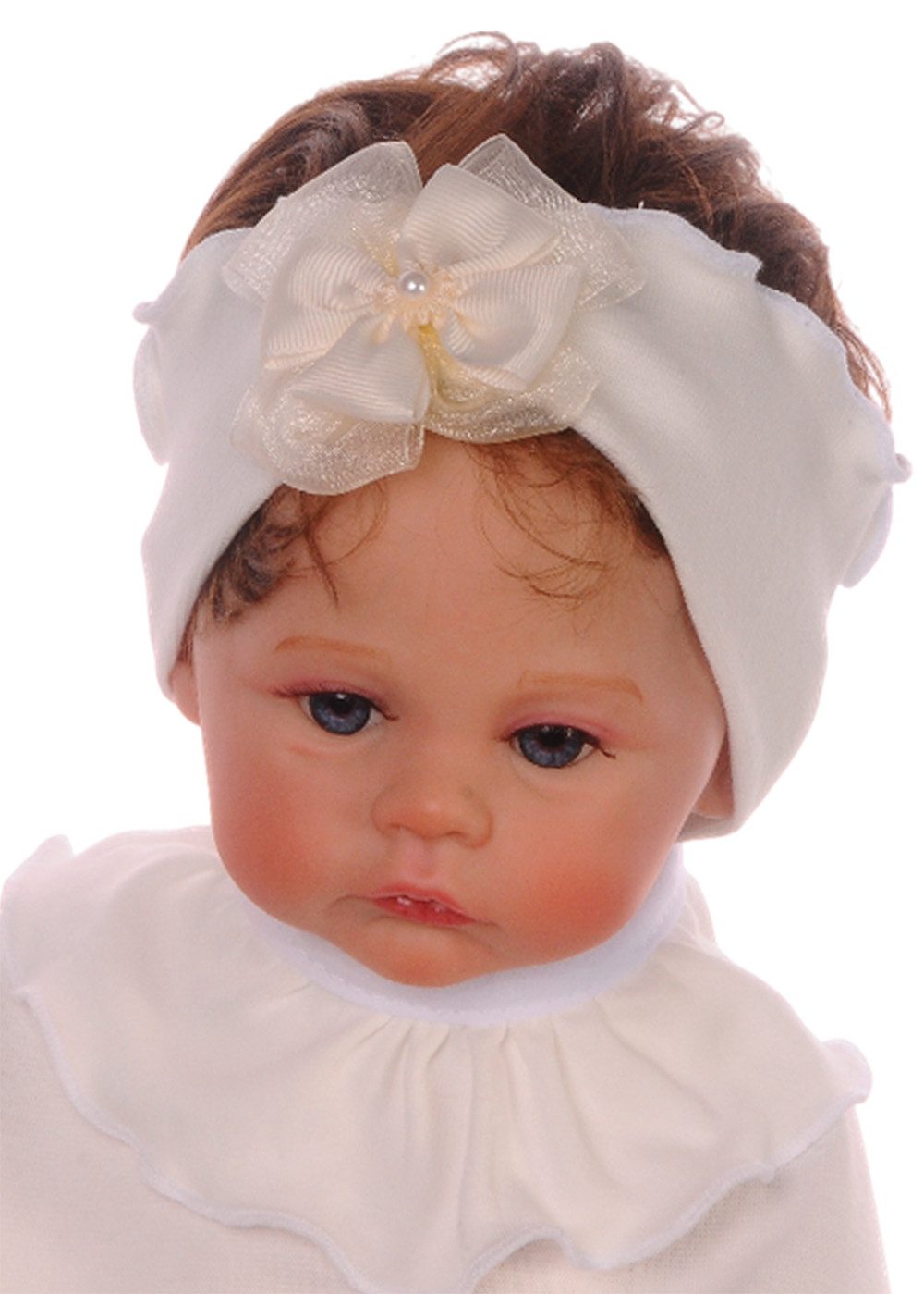 La Bortini Stirnband Kopfband für Babys und Kinder Haarband in Creme mit Blumen elastisch, weich, ecry in verschiedenen Größen