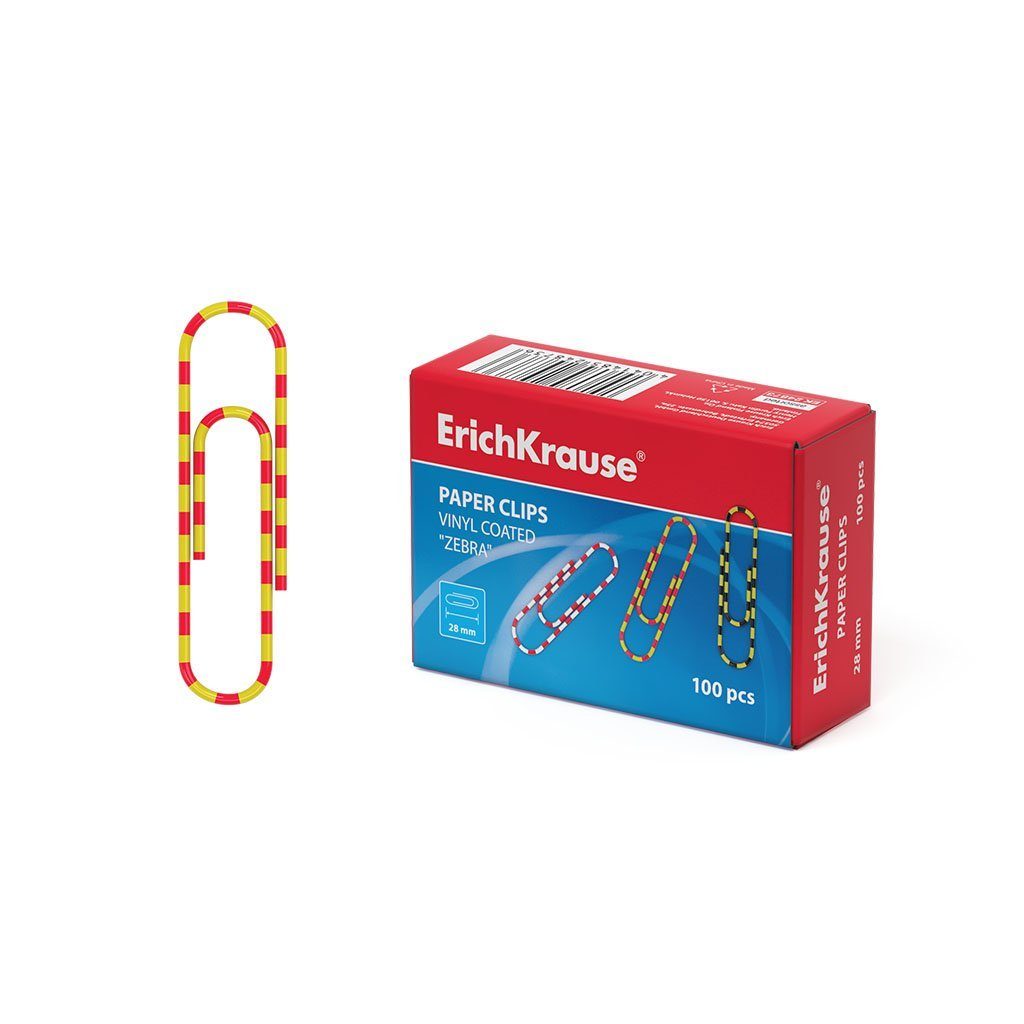 Erich Krause Büroklammer, Büroklammern Streifen Motiv 28mm Metall / Kunststoff 100 Stück Bunt
