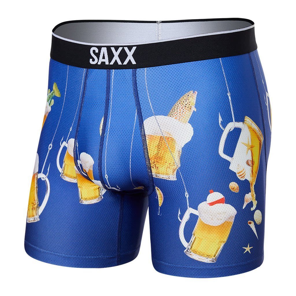 SAXX Lange Unterhose Saxx M Volt Boxer Brief Herren Kurze Unterhose Fresh Catch - Navy