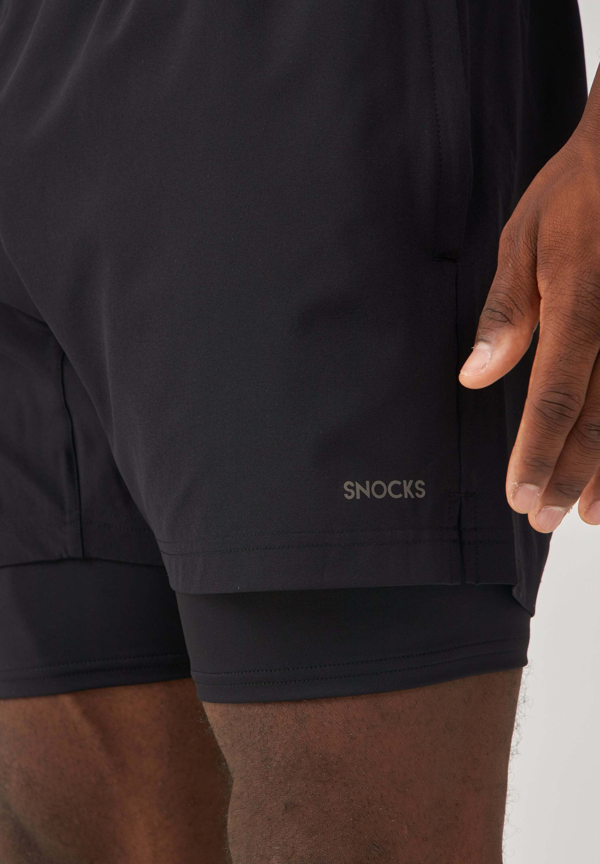 SNOCKS Trainingsshorts 2 in 1 Sportshorts Herren (1-tlg) Trainingsshorts mit Reißverschlusstaschen