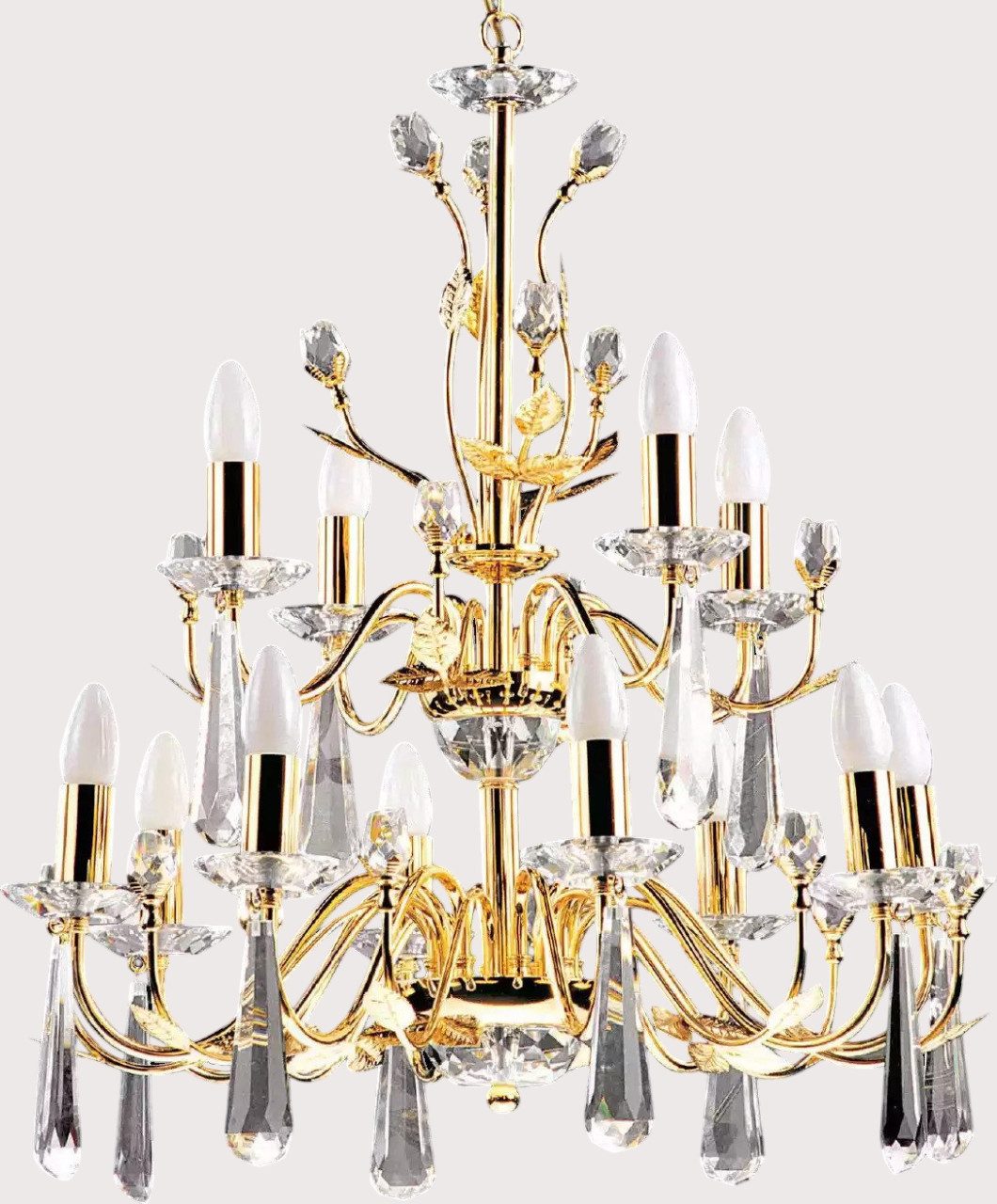 JVmoebel Kronleuchter Goldener Kristall Kronleuchter Elegante Luxus Deckenlampe Sofort 329