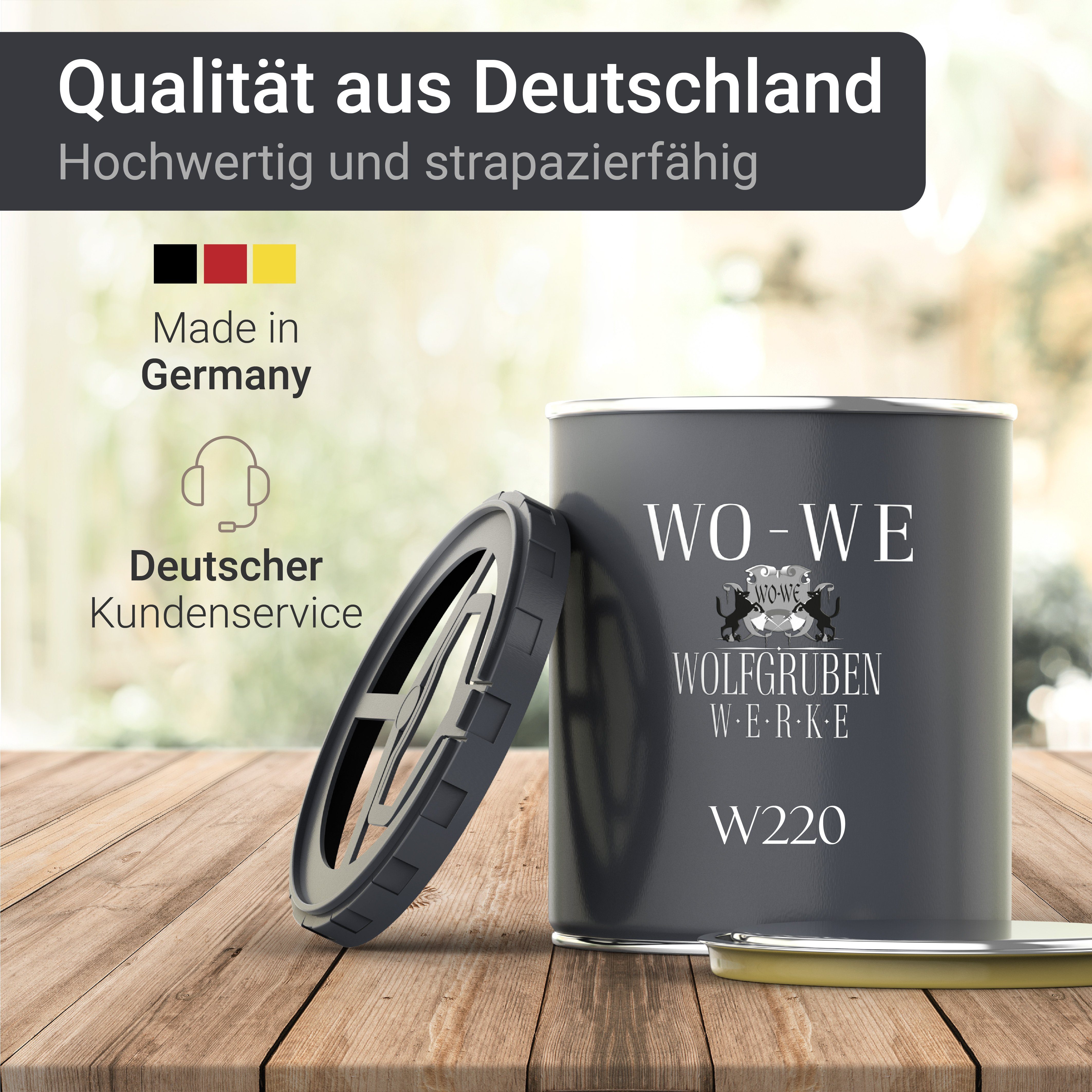 WO-WE Dickschichtlasur Holzschutzlasur 2in1 W220, Lösemittelfrei, UV-stabil Anthrazitgrau 1-2,5L, Holzlasur