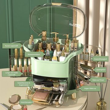 TWSOUL Make-Up Organizer Kosmetik-Aufbewahrungsbox mit großem Fassungsvermögen, mit zwei Schubladen, Antirutschmatte aus Silikon, tragbar