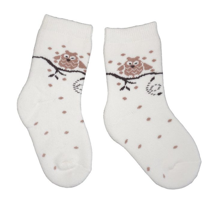 WERI SPEZIALS Strumpfhersteller GmbH Socken Kinder Plüsch Socken Thermo Voll Frottee für Mädchen >>Eule<< mit Baumwolle