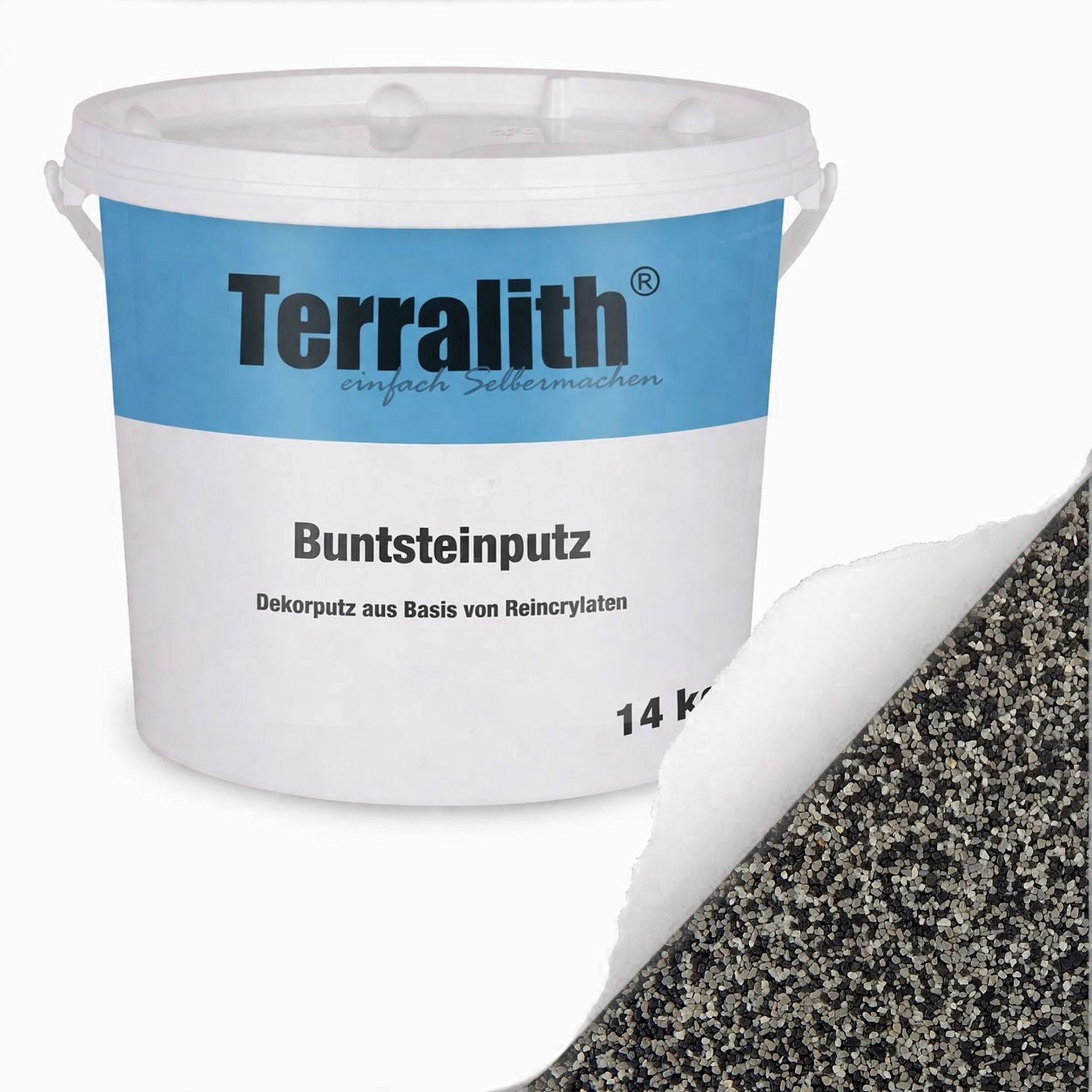 Terralith® Kunstharzputz Buntsteinputz Mosaikputz 2mm -14 kg- BSP02 (Eimer, Verarbeitungsfertig) Dekorationsputz aus Marmor-Granulat bzw. eingefärbter Körnung