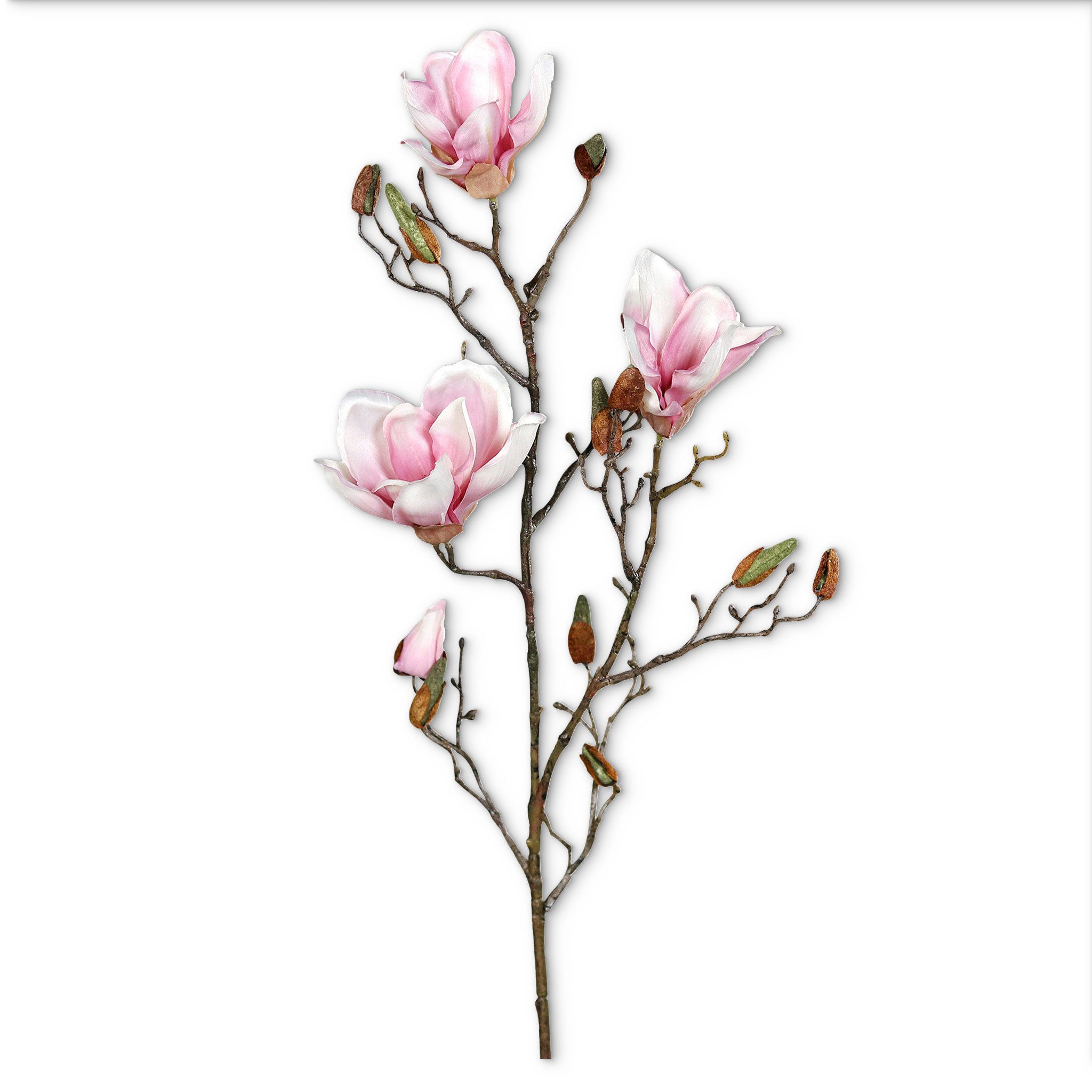 Kunstblume Magnolien-Zweig Kunstblume 87 cm creme-pink Dekozweig Magnolienz günstig online kaufen