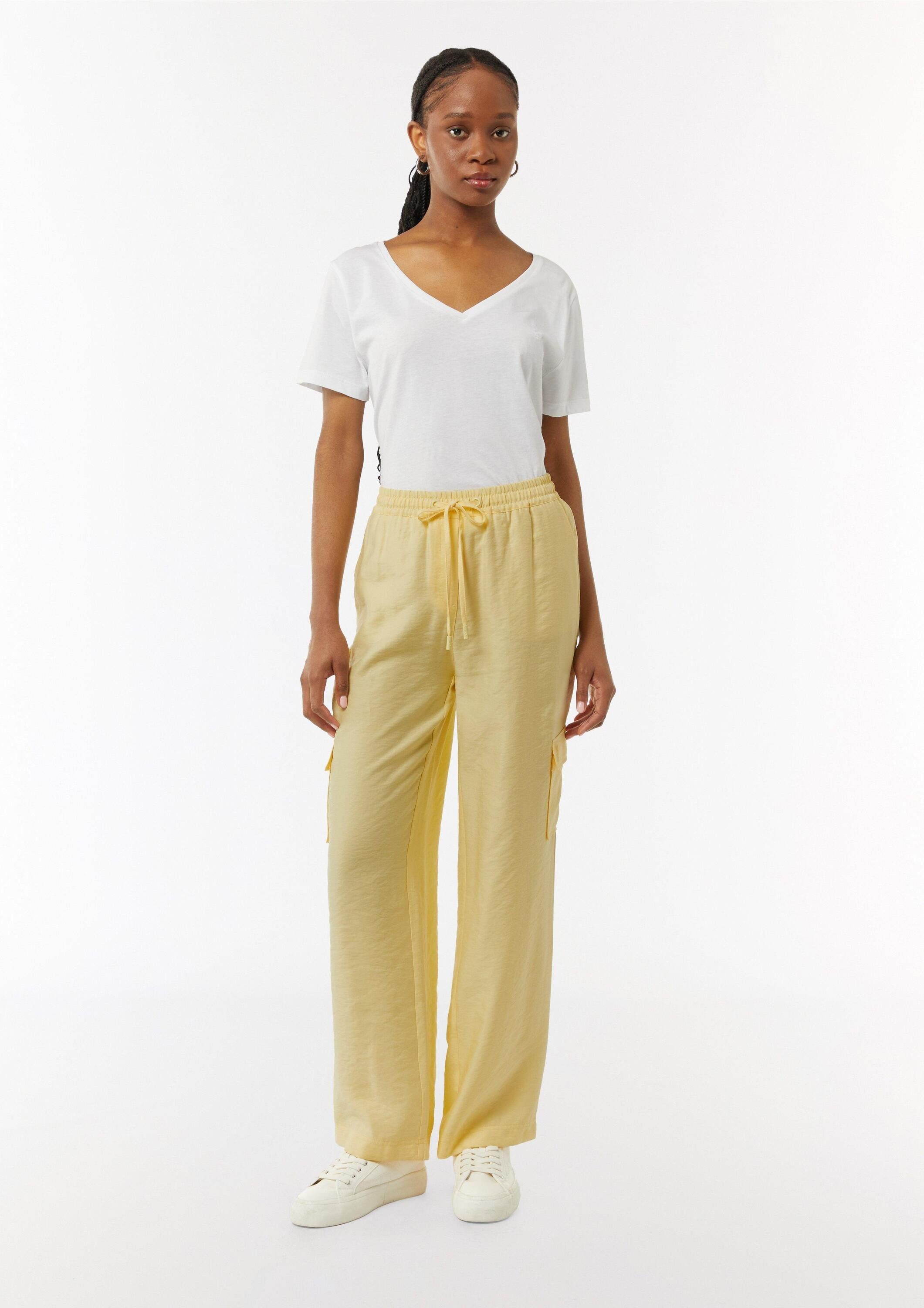 comma Chinos Hose Wide-Leg-Hose mit Cargotaschen