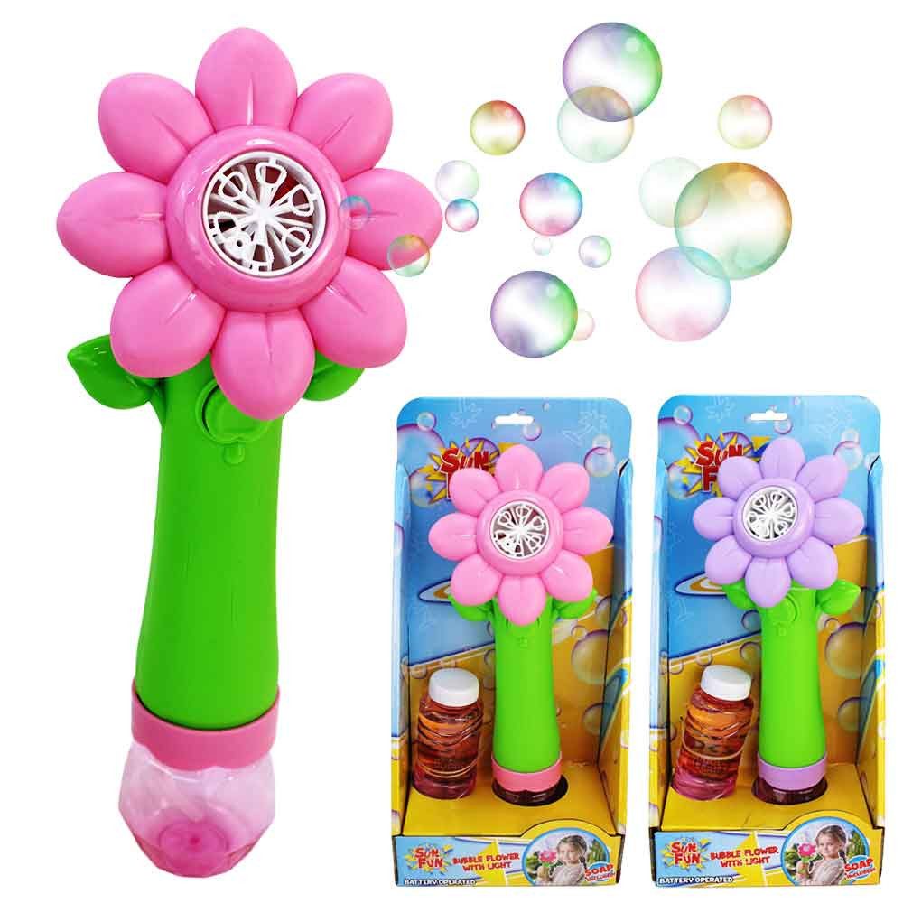 Van Manen Seifenblasenspielzeug 2 Stück Seifenblasen Blume elektrischer Stab - ca. 27 cm