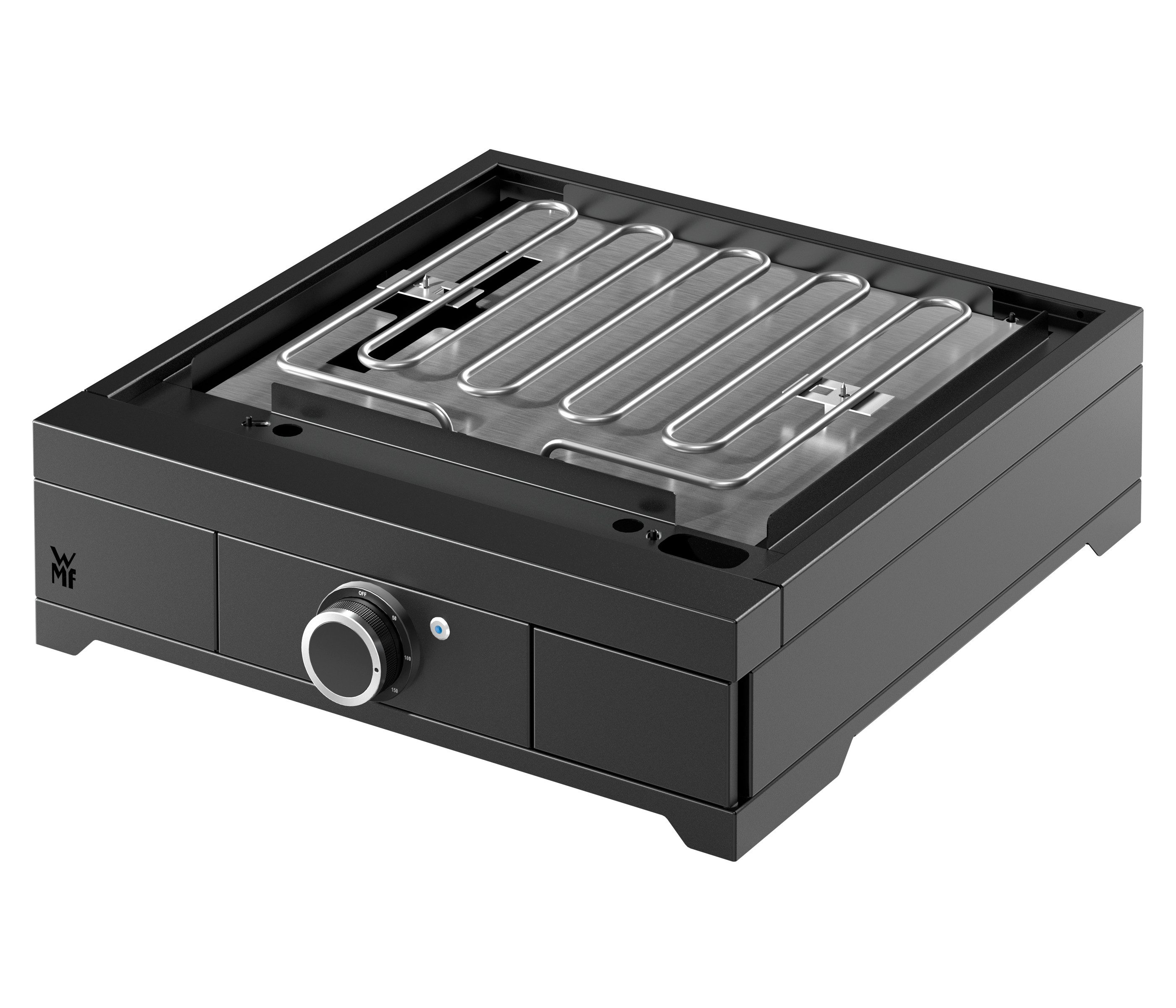 WMF Elektrogrill Plancha Edition One 45E, 2500 W, Stahl / Gusseisen pulverbeschichtet, 2500 W, mit Thermostat, integrierter Tropfschale, Grillfläche 45 x 40 cm