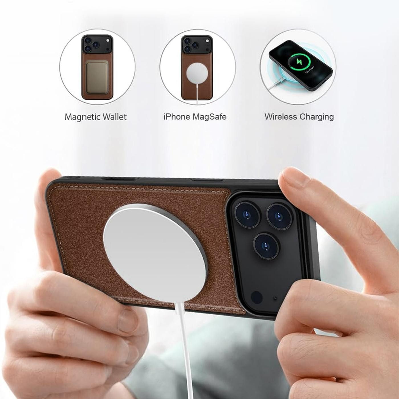 CoolGadget Handyhülle Magnet Book Case für Apple iPhone 17 Pro Hülle + Klapphülle 6,3 Zoll, 2in1 abnehmbare magnetische RFID Schutzhülle Kartenfach Fotofenster – Bild 5 von 5