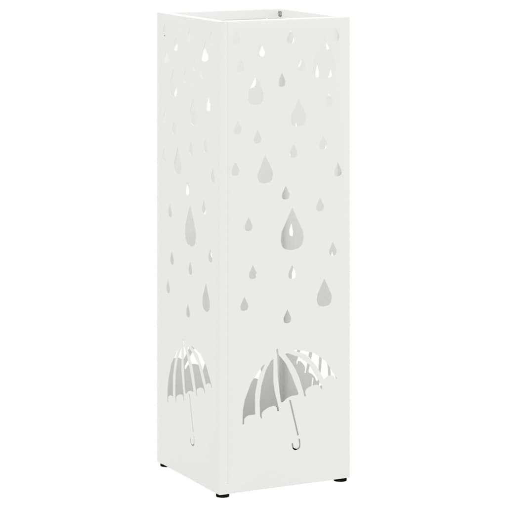 vidaXL Schirmständer Regenschirmständer mit Speicher Weiß 15,5 x 15,5 x 49 cm Stahl (1 St)