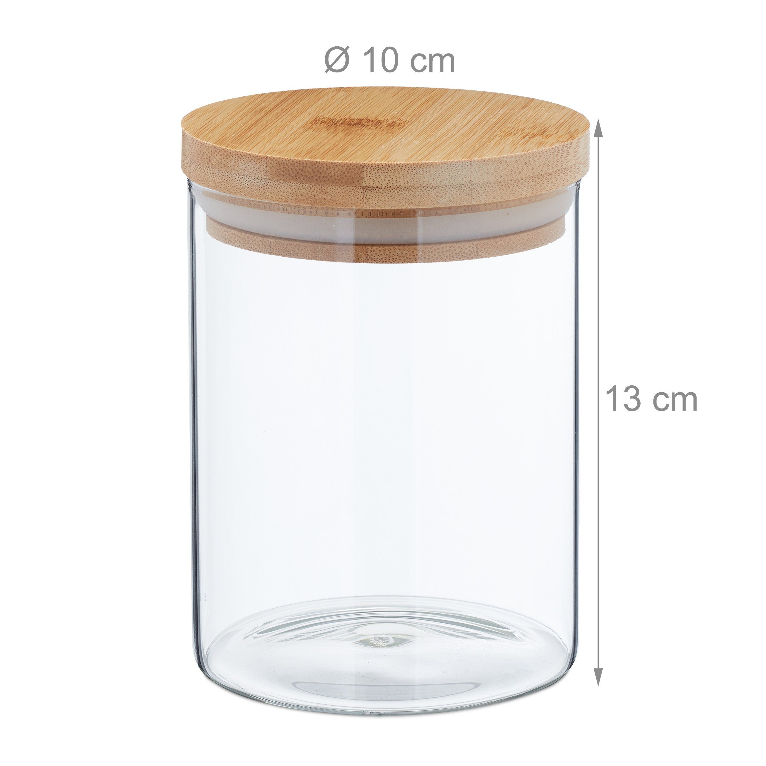 relaxdays Vorratsglas 3er Set Vorratsgläser mit Deckel 650 ml, Glas, (3-tlg) – Bild 4 von 5