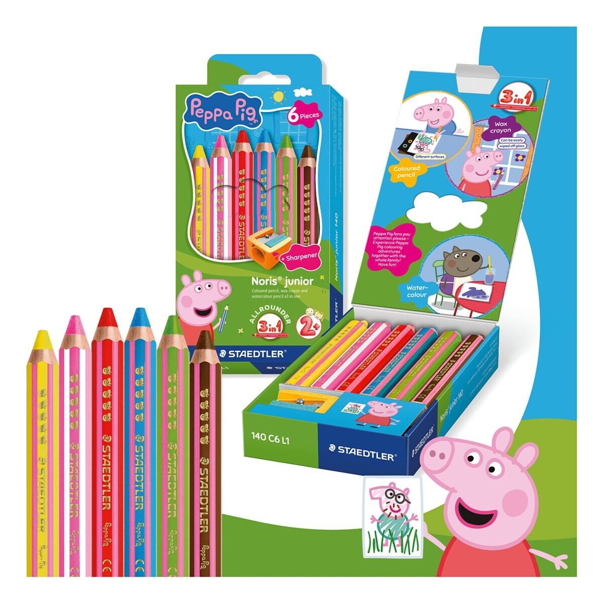 STAEDTLER Buntstift STAEDTLER Noris junior Buntstift Peppa Pig 3-in-1 – 6 Farben
