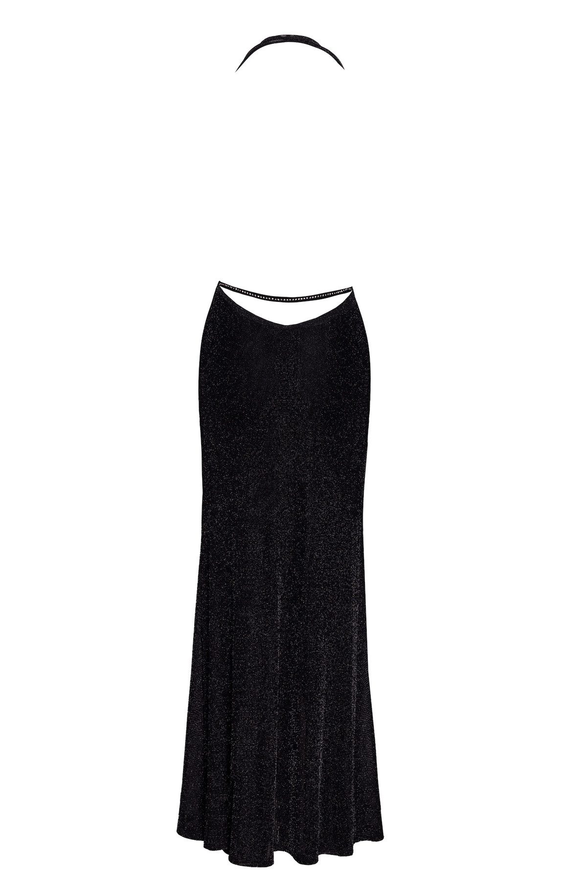 Noir Handmade Minikleid Transparentes langes Schulterfreies Kleid aus schwarzem Tüll Neckholde
