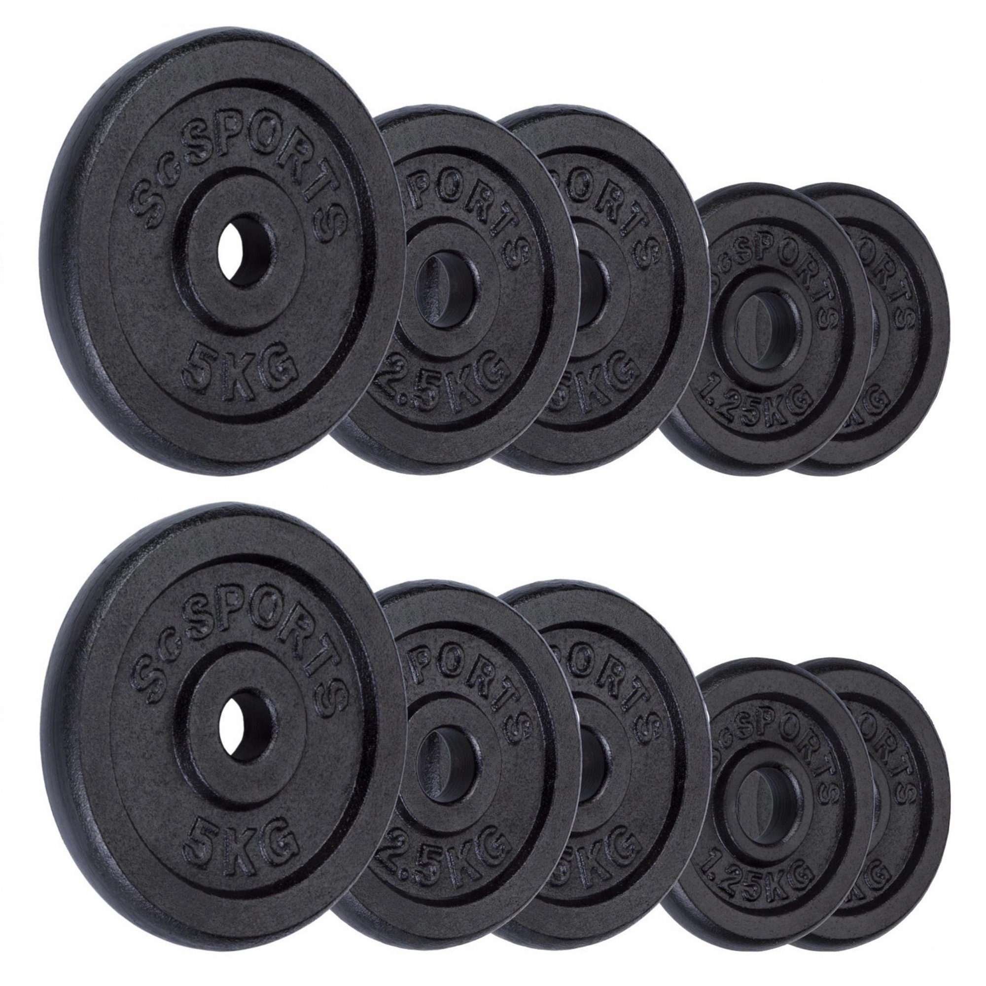 ScSPORTS® Hantelscheiben Set 25 kg 30/31mm Gusseisen Gewichtsscheiben Gewichte, (10003478-tlg)