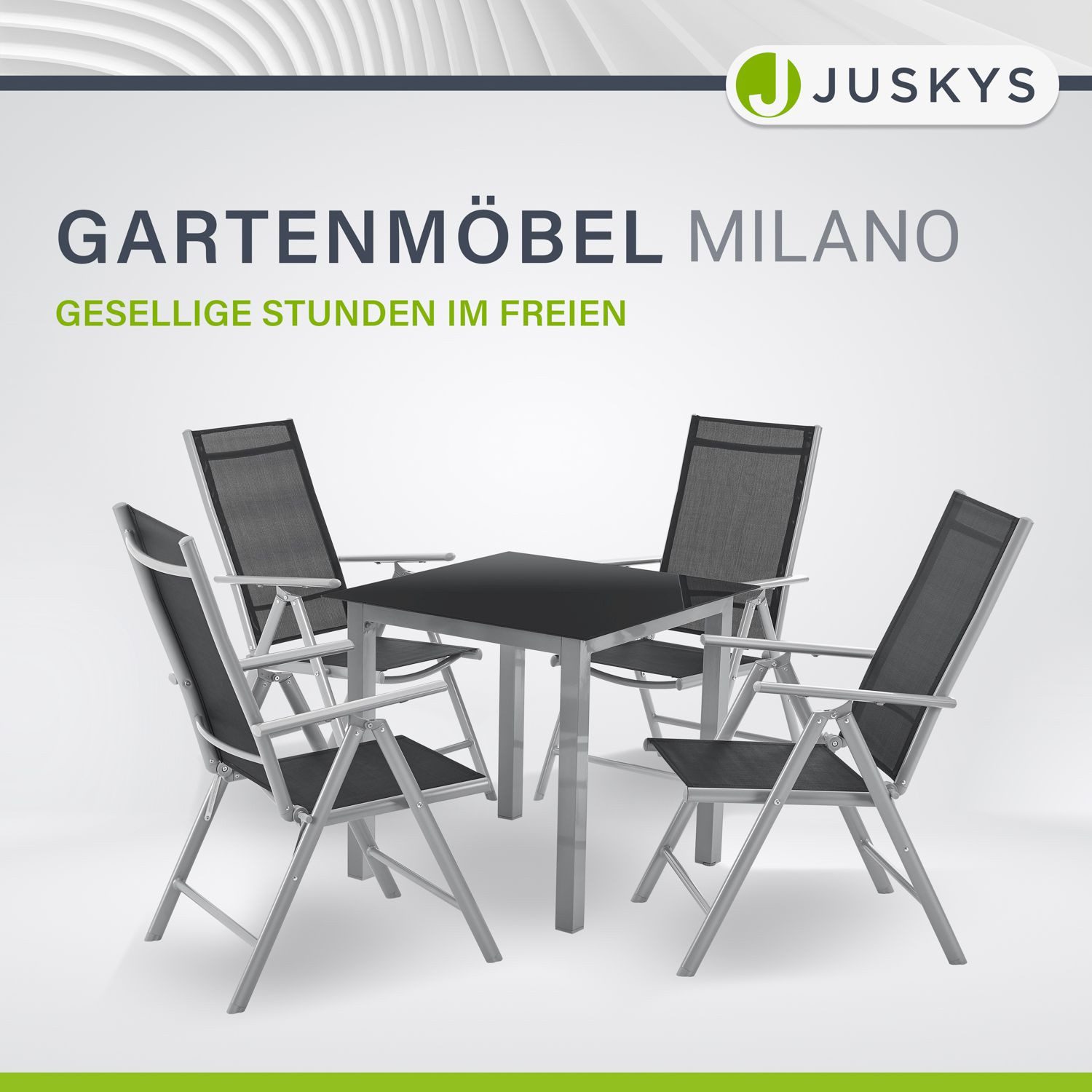 Juskys Garten-Essgruppe Milano, (5-tlg), 4 Gartenstühlen günstig online kaufen