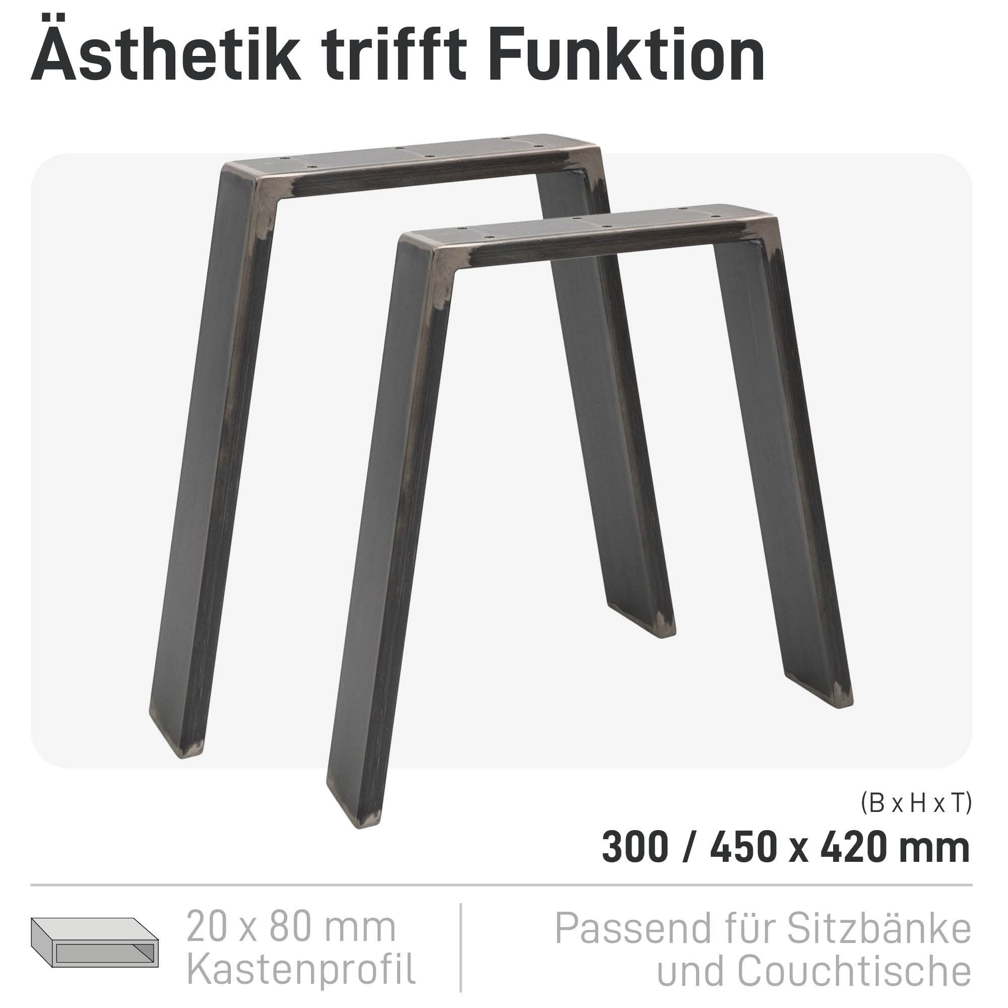 Natural Goods Berlin Möbelkufe CLASSIC, (2-St), Tischkufen, B30/40 x H42cm (Sitzbank / Couchtisch), Industrial