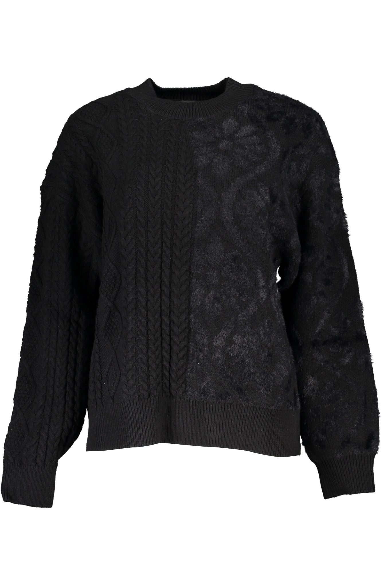 Desigual Strickpullover Stylischer Damen Rollkragenpullover in Schwarz mit Details und Logo