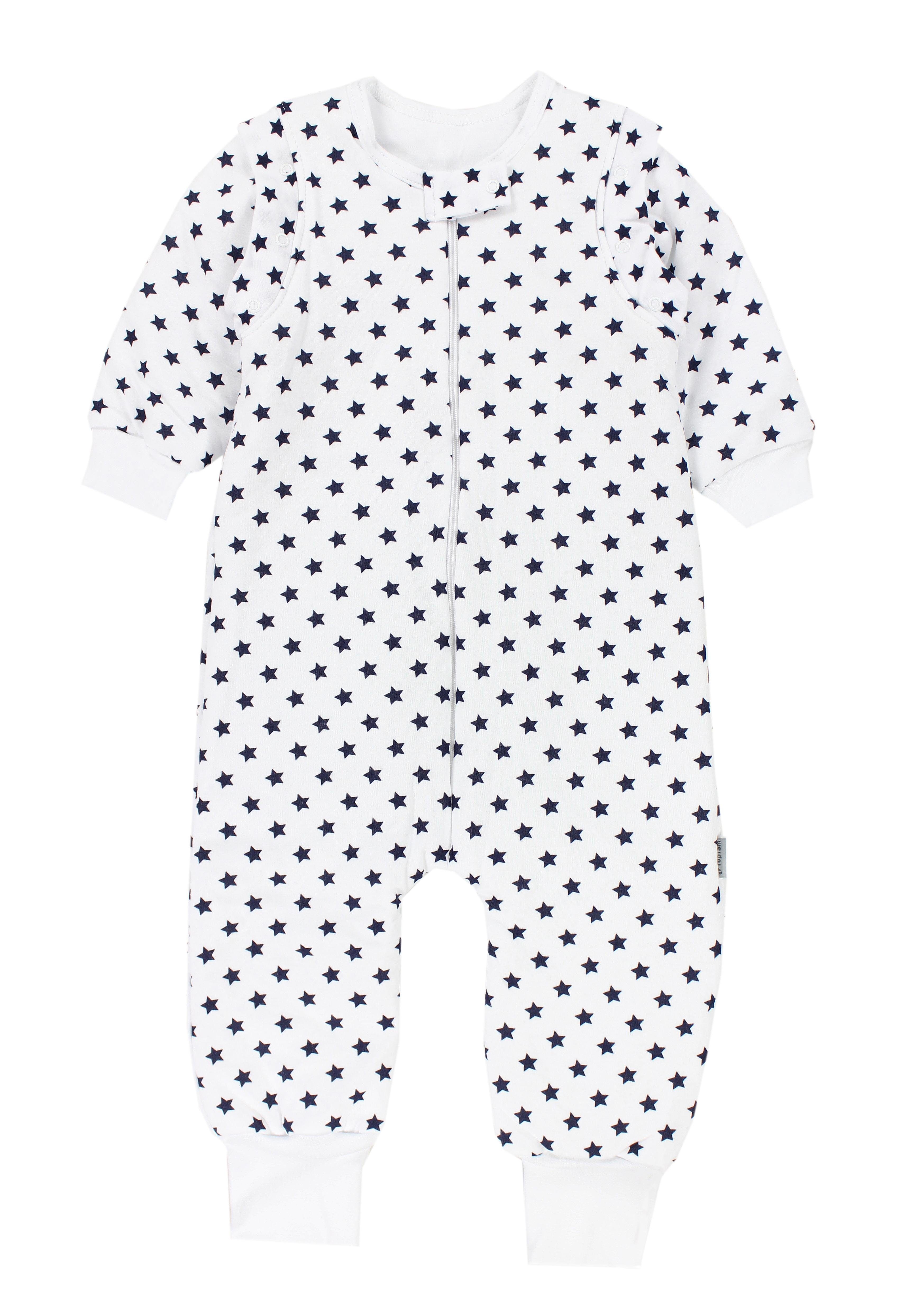 TupTam Babyschlafsack mit Beinen und Ärmel Winter OEKO-TEX zertifiziert Unisex Sterne Dunkelblau | Schlafsäcke