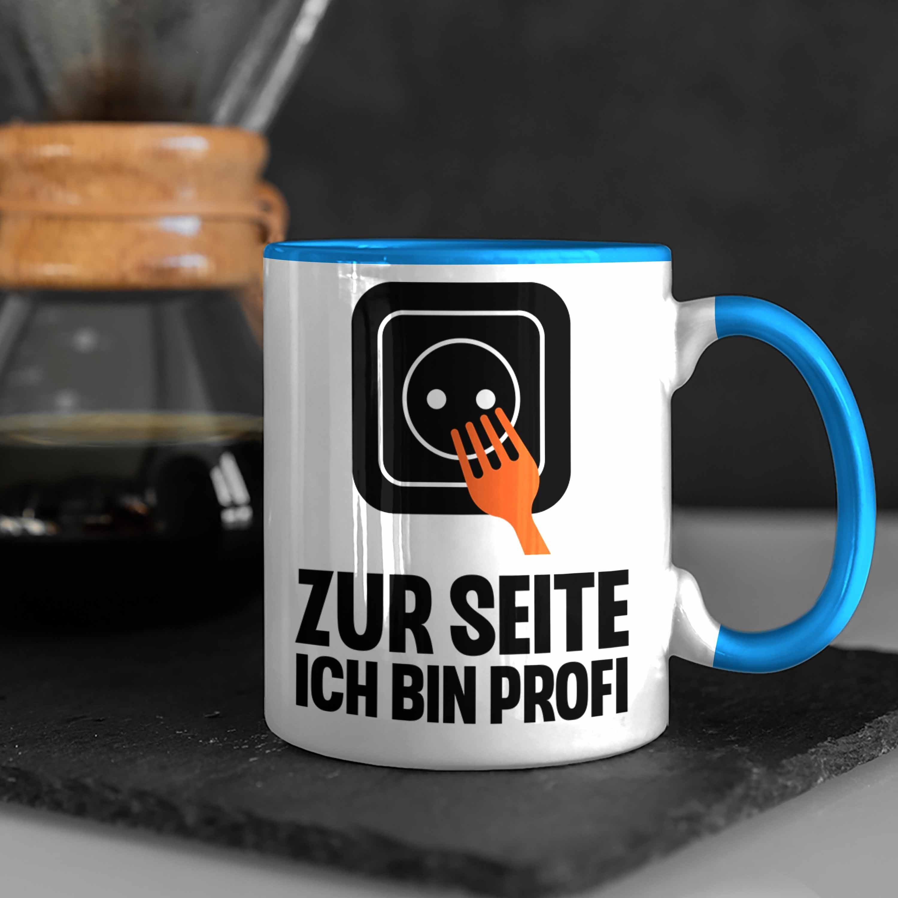 Elektriker - Kaffeebecher Geschenke Spruch Tasse Trendation Geschenkidee Lustig Gadget Geschenk Tasse Blau Trendation Männer