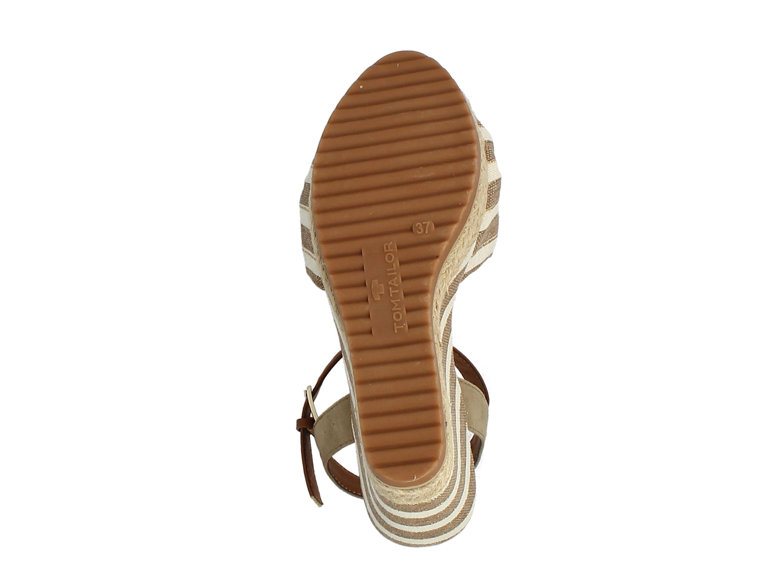 Tailor Sandaletten offwhite-sand Decksohlen-Print Streifen TAILOR Logo-Print, 3290212 Sandalette TOM Damen Tom