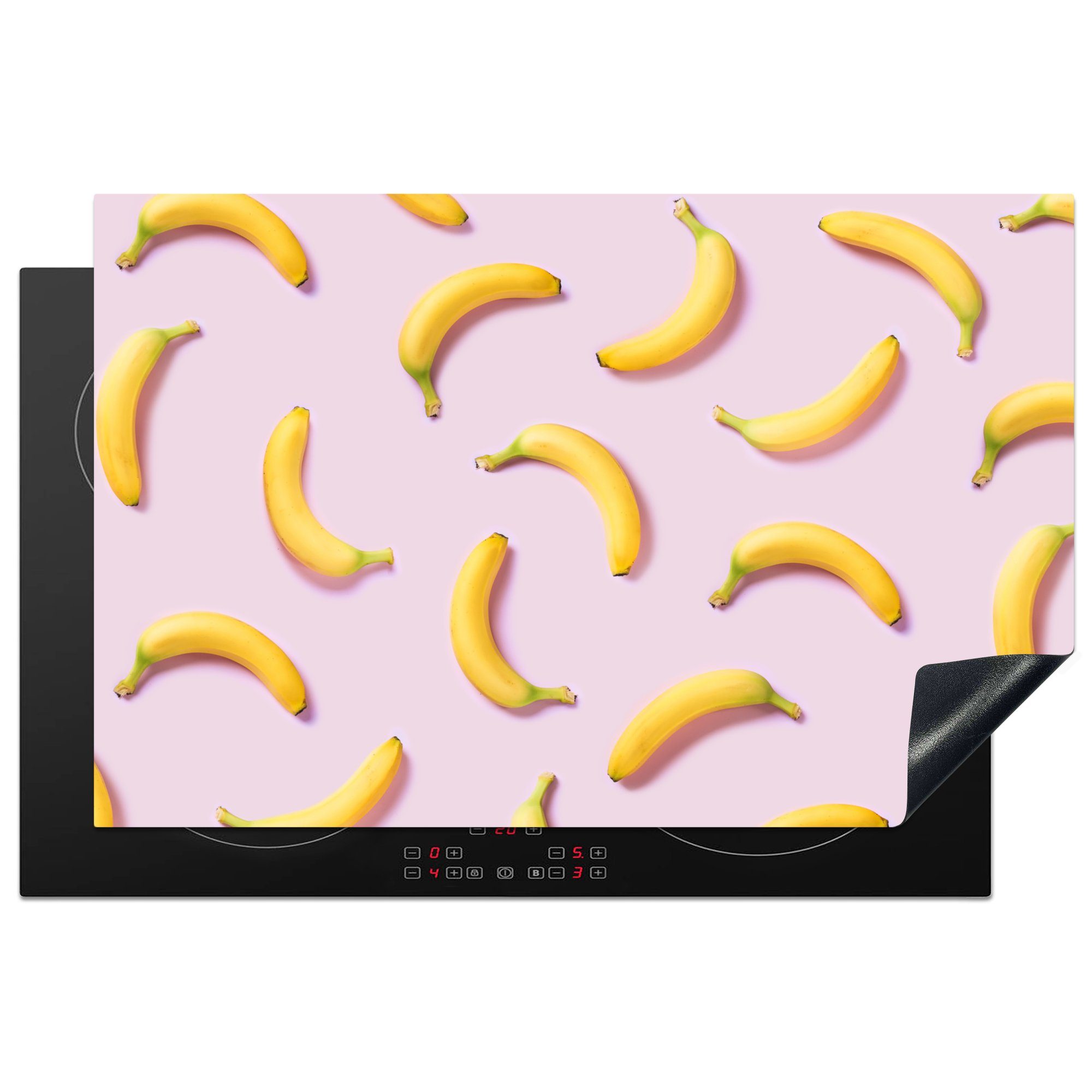 MuchoWow Herdblende-/Abdeckplatte Banane - Rosa - Pastell, Vinyl, (1 tlg), 81x52 cm, Induktionskochfeld Schutz für die küche, Ceranfeldabdeckung