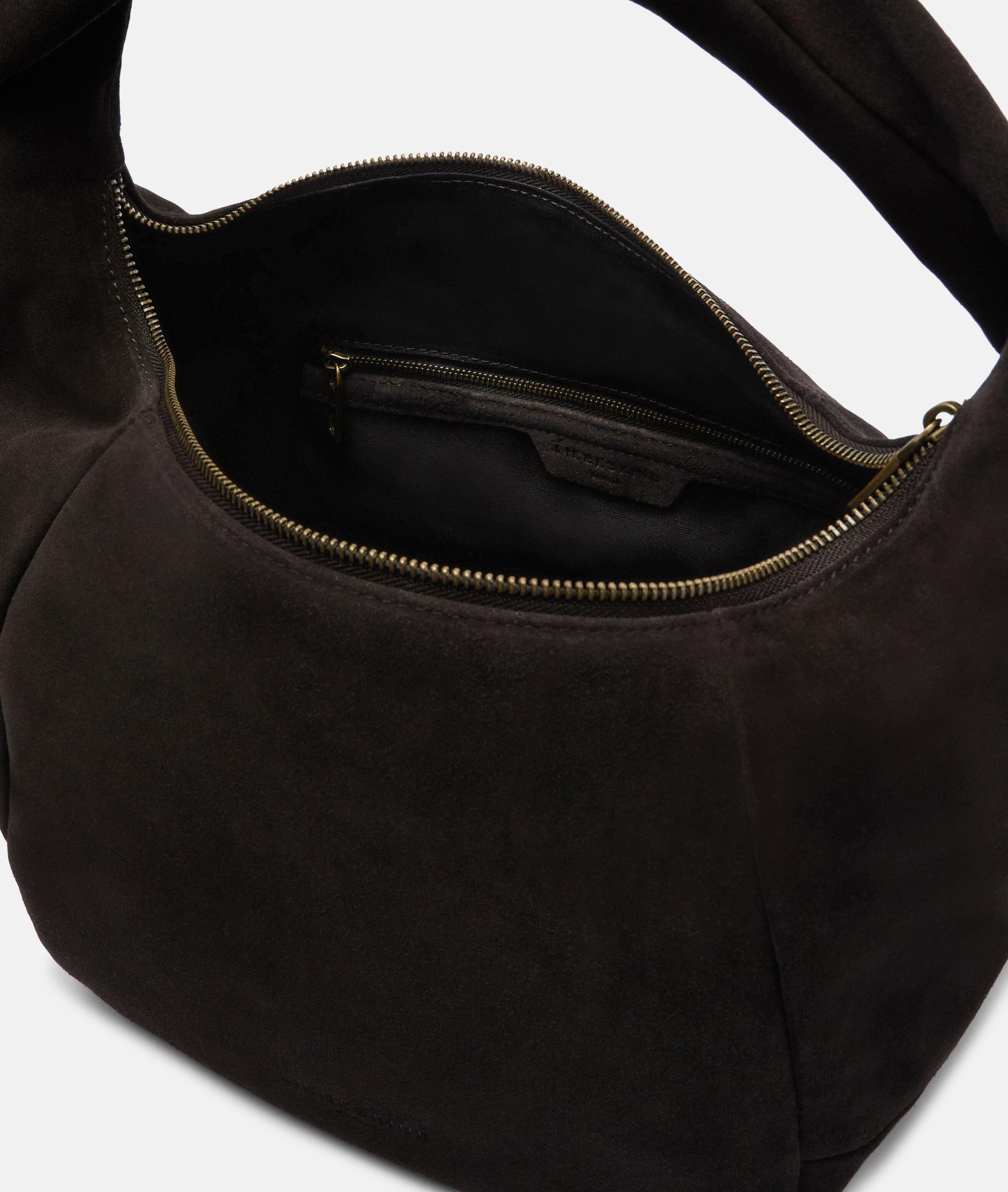 Liebeskind Berlin Schultertasche Farrah II Hobo M, Geräumige Beuteltasche aus weichem Veloursleder