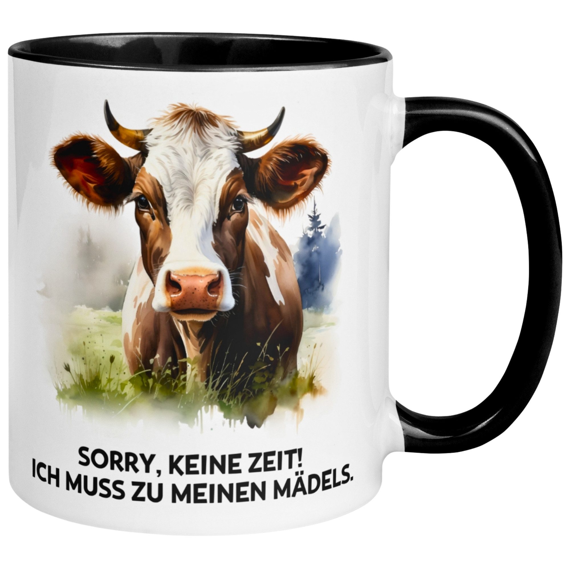 Momentals Tasse Kuh – Sorry keine Zeit - Ich muss zu meinen Mädels – lustiges Geschenk, Gratis Versand · Links-&Rechtshänder · Spülmaschinenfest