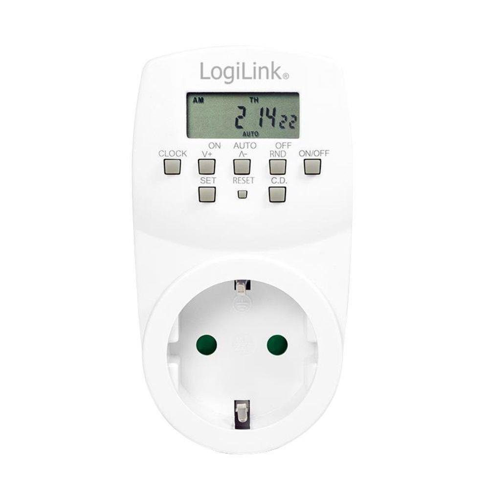 programmierbar, digital, LogiLink LCD 24/7, individuell Zeitschaltuhr Display, Weiß ET0007,