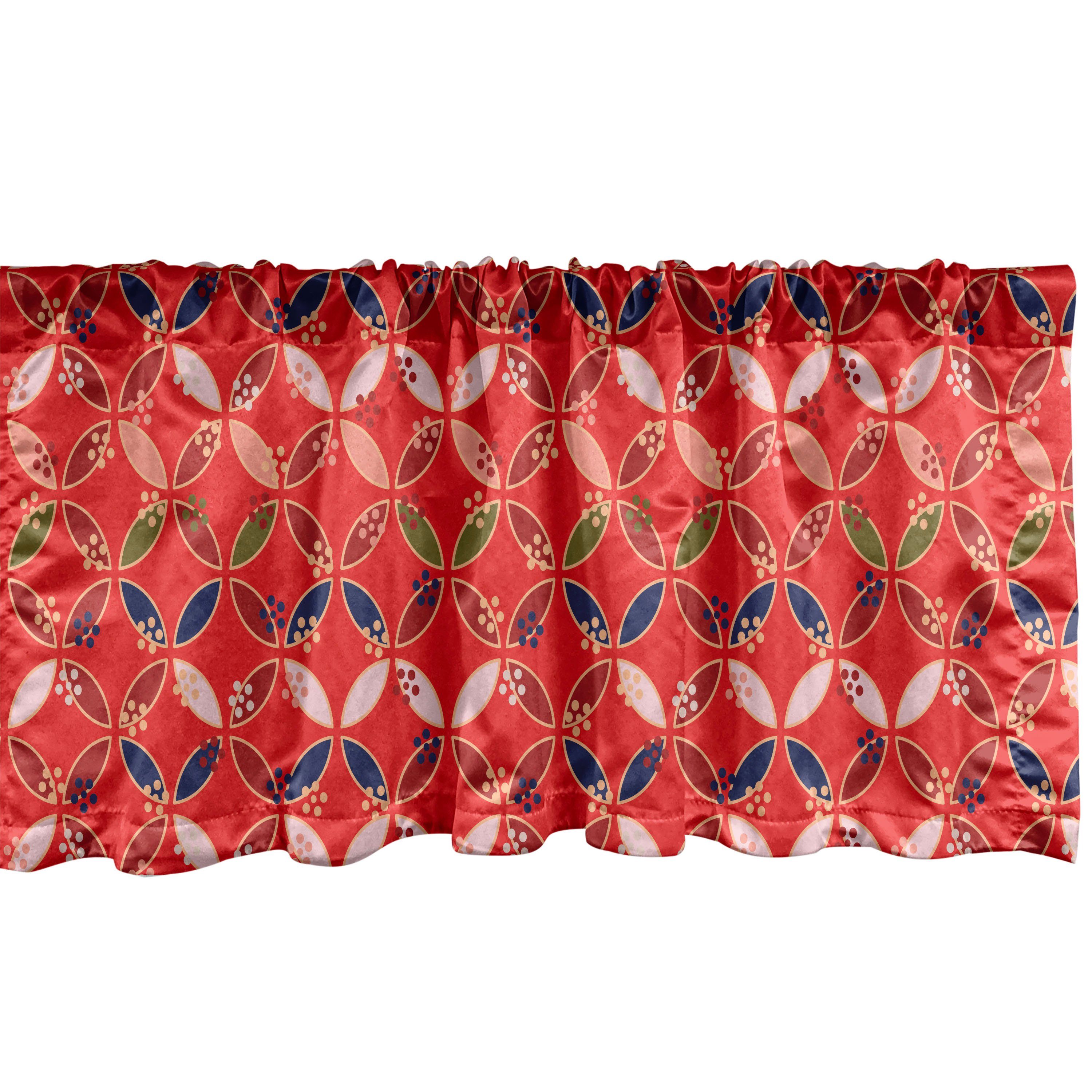 Stangentasche, Vorhang Blütenblätter Volant Küche für Scheibengardine Microfaser, Abstrakt Abakuhaus, mit Japanische Schlafzimmer Dekor
