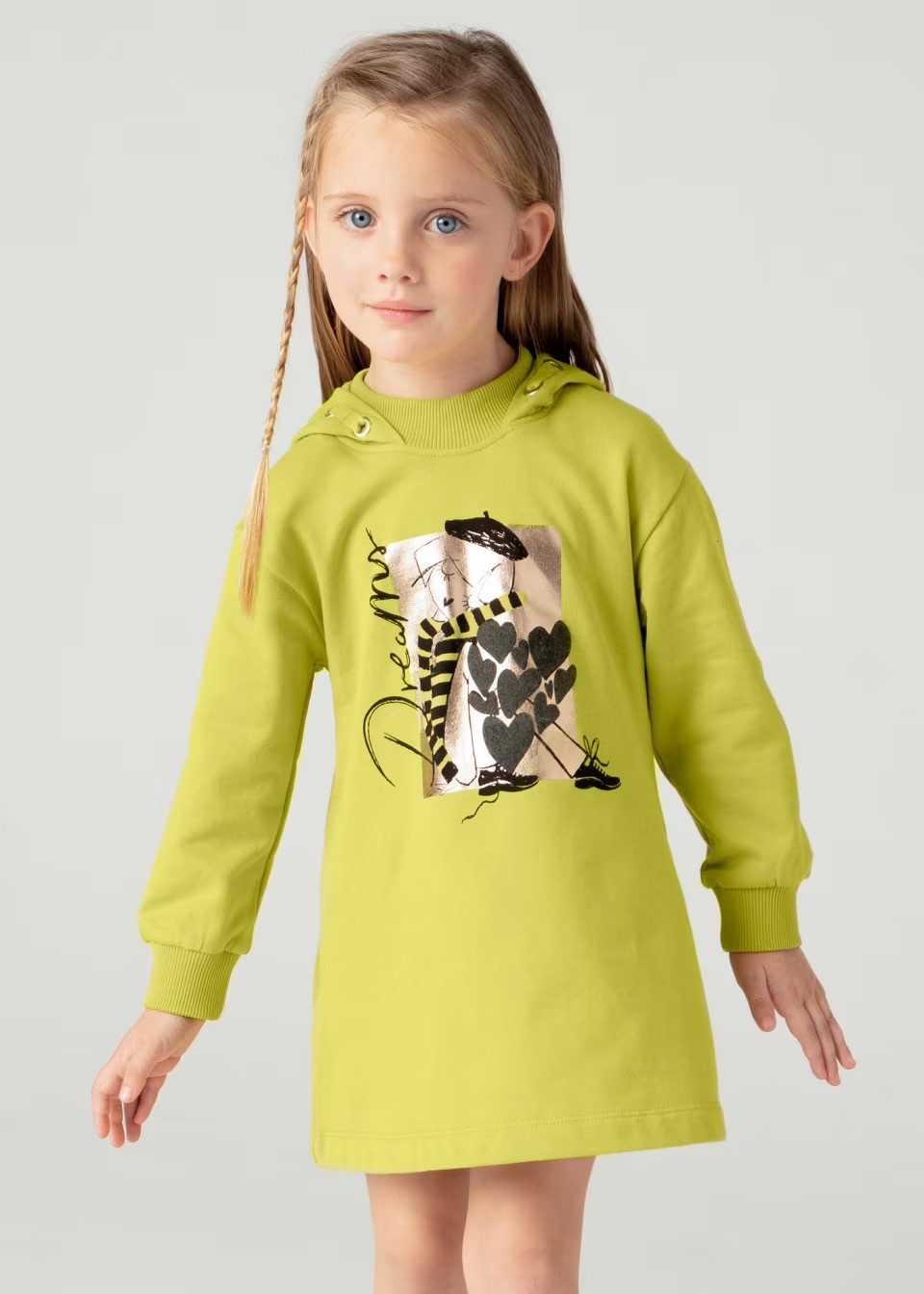 Mayoral A-Linien-Kleid Kapuzenkleid in grün, casual Mädchen (493053)