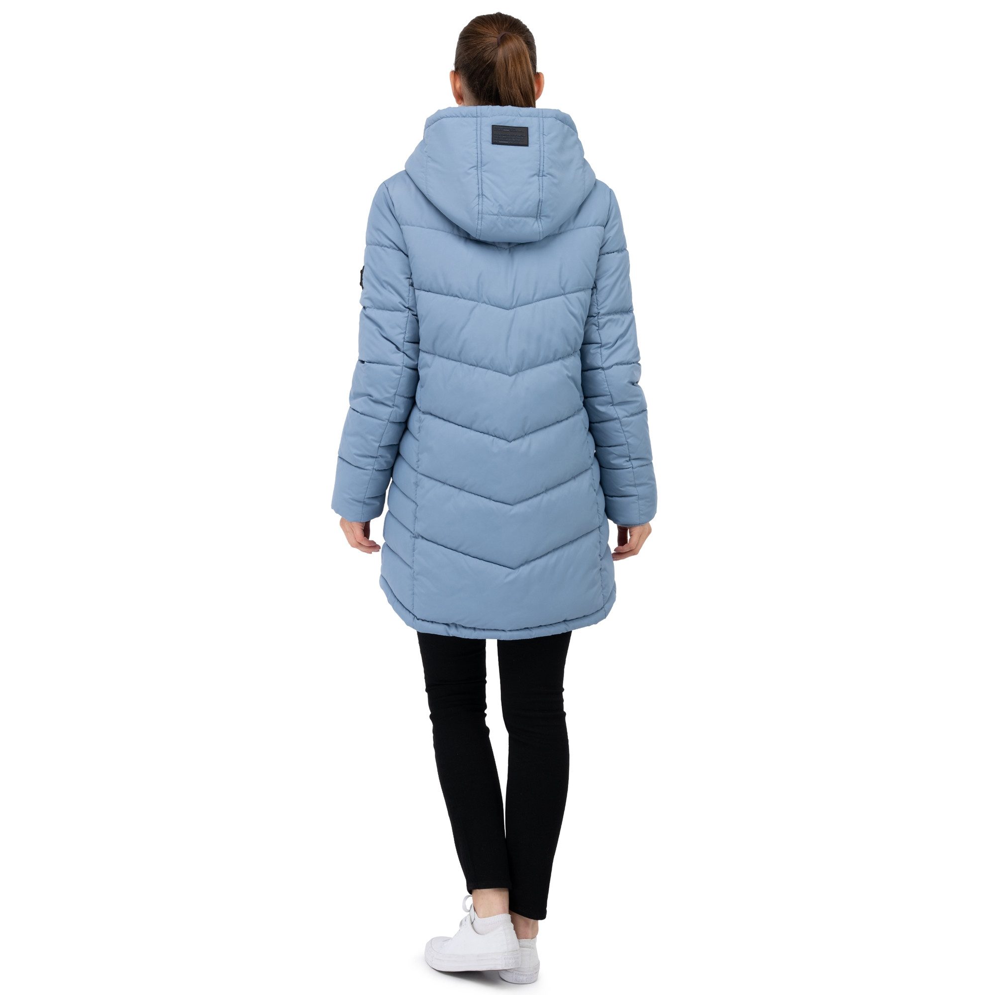 SUBLEVEL Steppjacke Damen Mantel mit Kapuze lange Winter Jacke Parka Stehkragen, Kapuze, flauschig, kuschelig, warm, Outdoor, Mantel