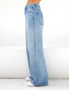 AFAZ New Trading UG High-waist-Jeans Damen-Jeans mit hoher Taille, lockerem, weitem Bein