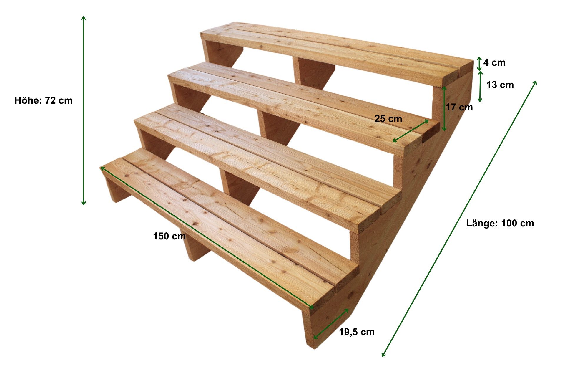 Thumbnail - Gartenwelt Riegelsberger Treppenstufe Terrassentreppe aus Lärche Treppe Stufen Wangentreppe Breite