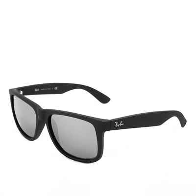 Ray-Ban Sonnenbrille Ray-Ban Justin RB4165 622/6G 55 Rubber Black Grey Mirror Silver