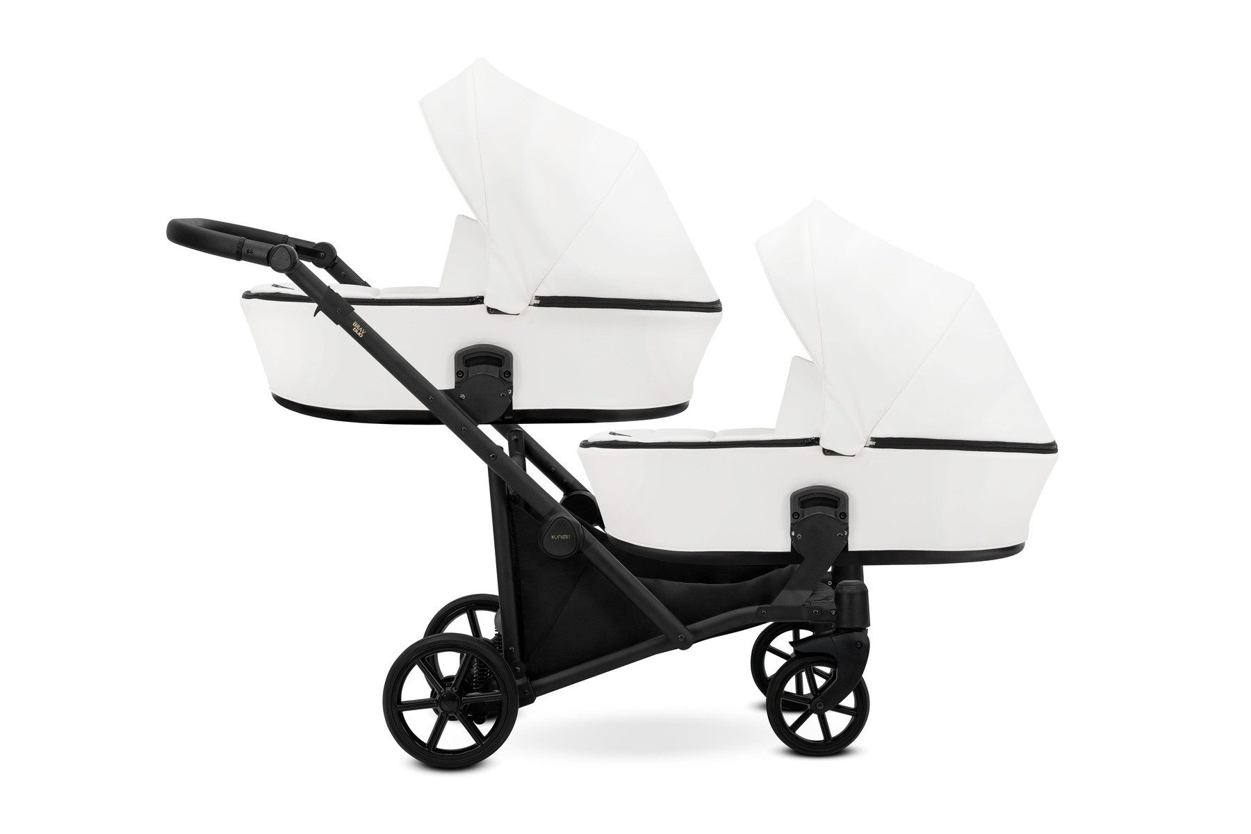 KUNERT Zwillings-Kombikinderwagen BRAV DUO 2in1 Öko-Leder Doppelkinderwagen - Flexibel und Kompakt, 12 Konfigurationen, leichtes Aluminiumgestell, große Ablagefächer