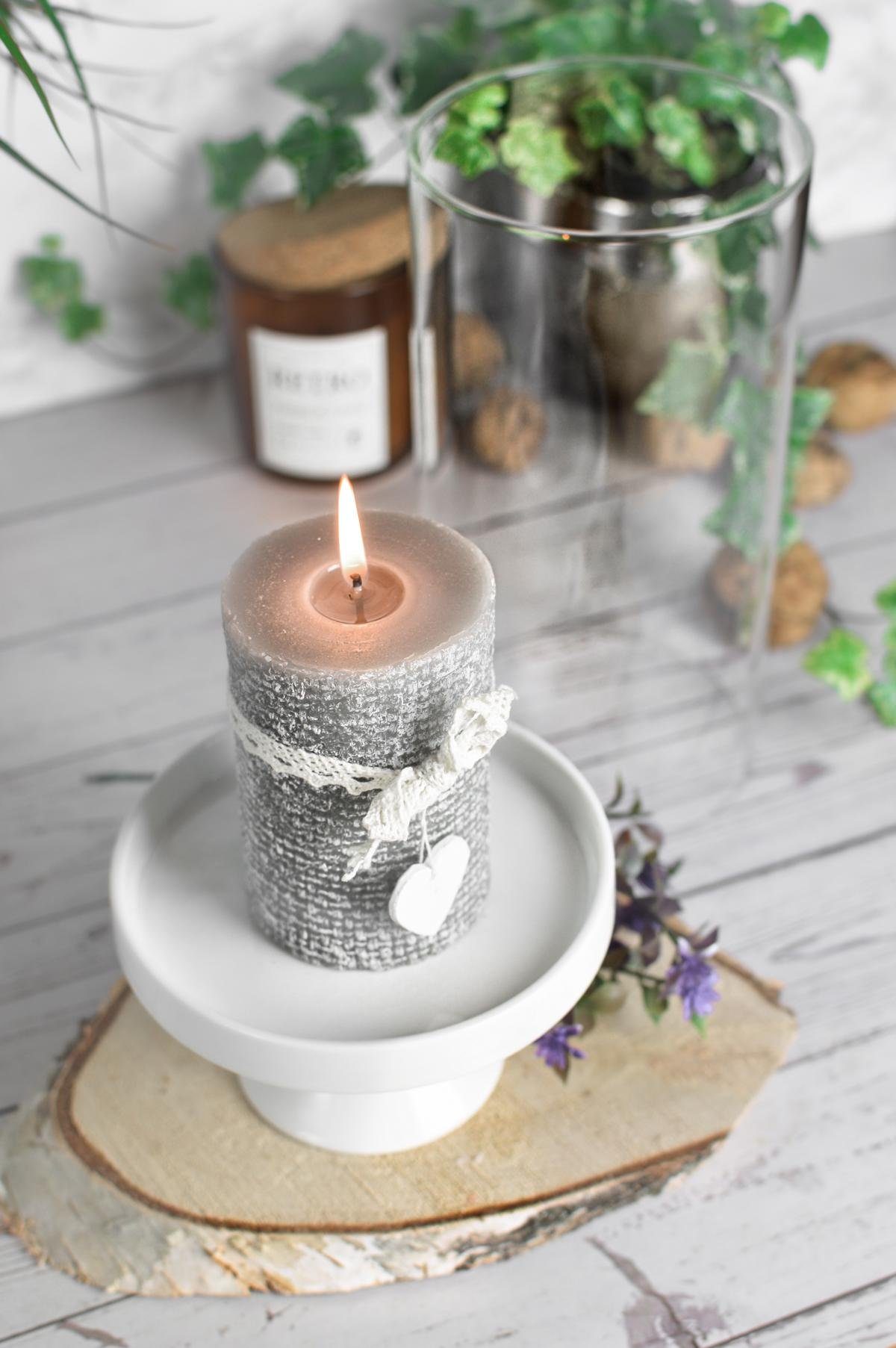 Glaszylinder Windlicht Porzellanteller Kerzenhalter mit Sendez Kerzenständer Tischdeko