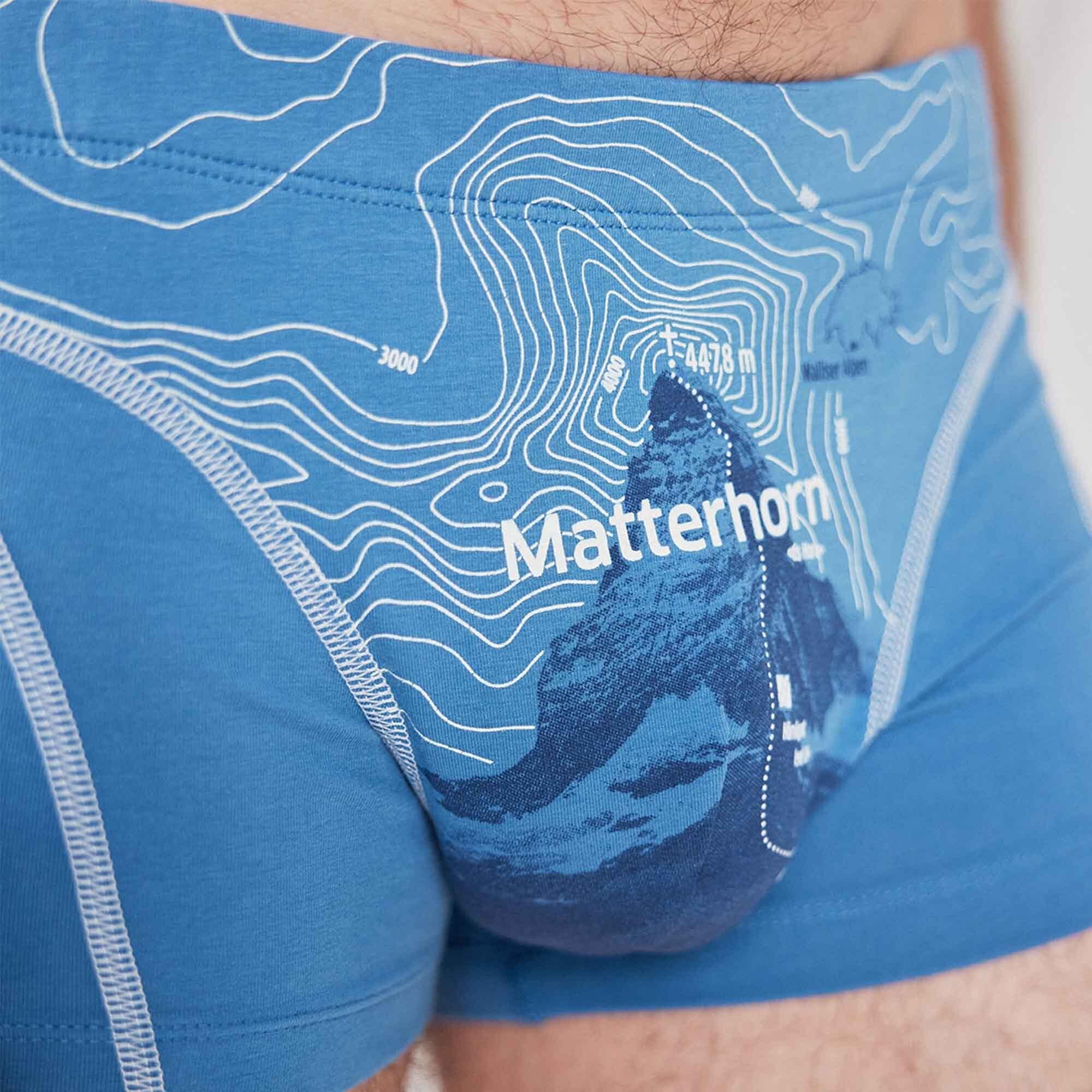 schöner Bio-Baumwolle Boxershorts Print, Erde Matterhorn Fleck Ein Herren Shorts, - Boxer (Himmelblau)