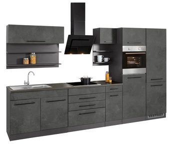 HELD MÖBEL Küchenzeile Tulsa, ohne E-Geräte, Breite 350 cm, schwarze Metallgriffe, MDF Fronten