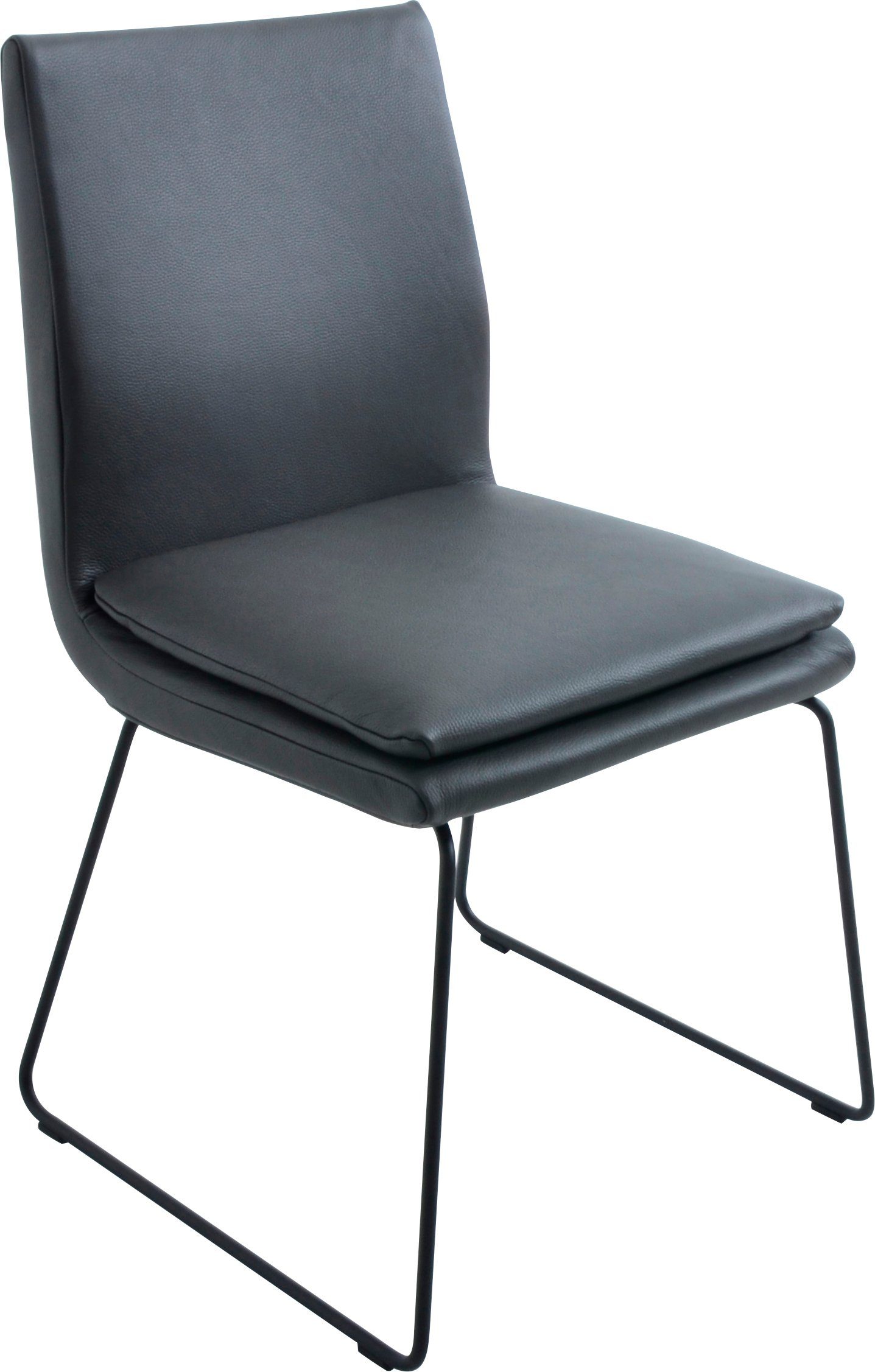 K+W Komfort & Wohnen Esszimmerstuhl Creso, mit Sitzkissen und Rundrohrkufe in Metall schwarz Struktur zinn