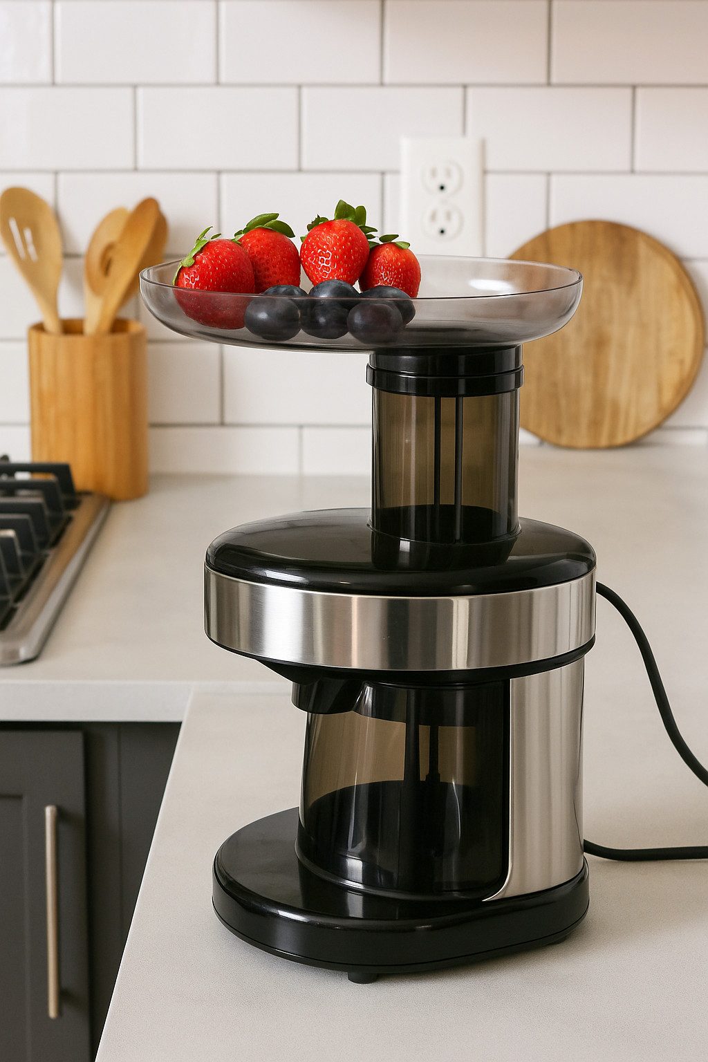 dynamic24 Entsafteraufsatz Einfülltablett, Zubehör für Entsafter Küchenmaschinen, Aufsatz Schale Trichter Einfüllschale für Entsafter Einfüllstutzen