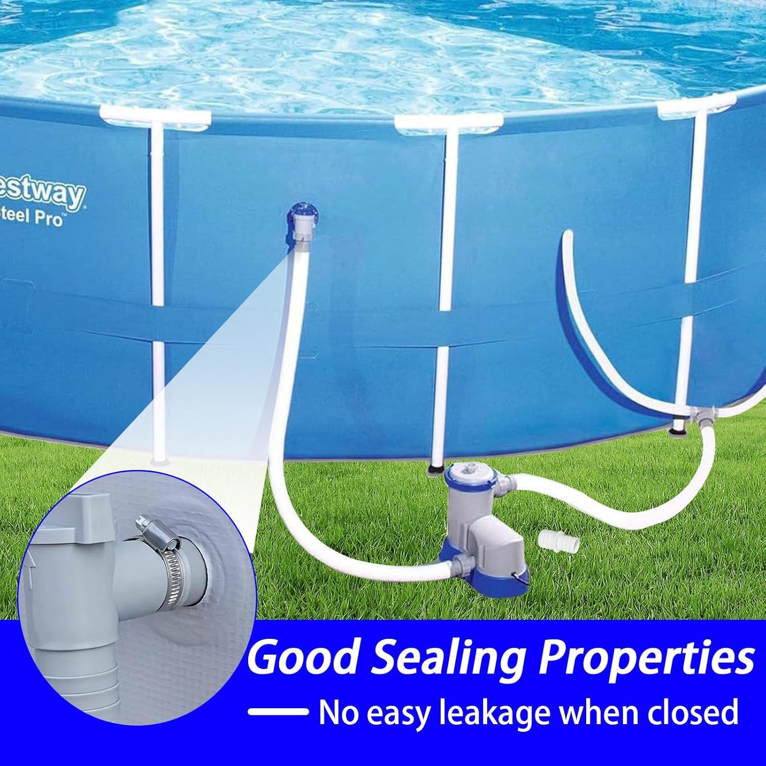 FELIXLEO Poolschlauch 2 Stk Pool Absperrhahn 32/38mm Schlauchadapter mit Klemmen Set, (1 St) – Bild 4 von 5