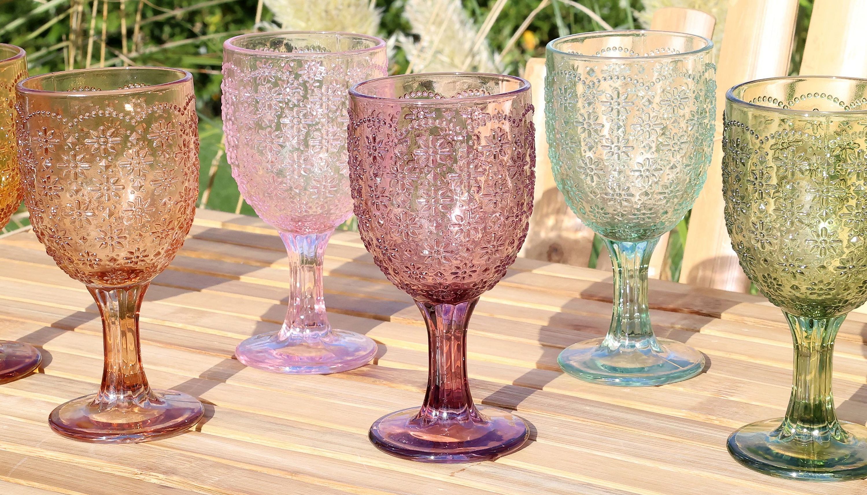 Chic Antique Gläser-Set Chic Antique - 6er Set Weingläser Weinglas 250ml Bunt mit Muster, Glas