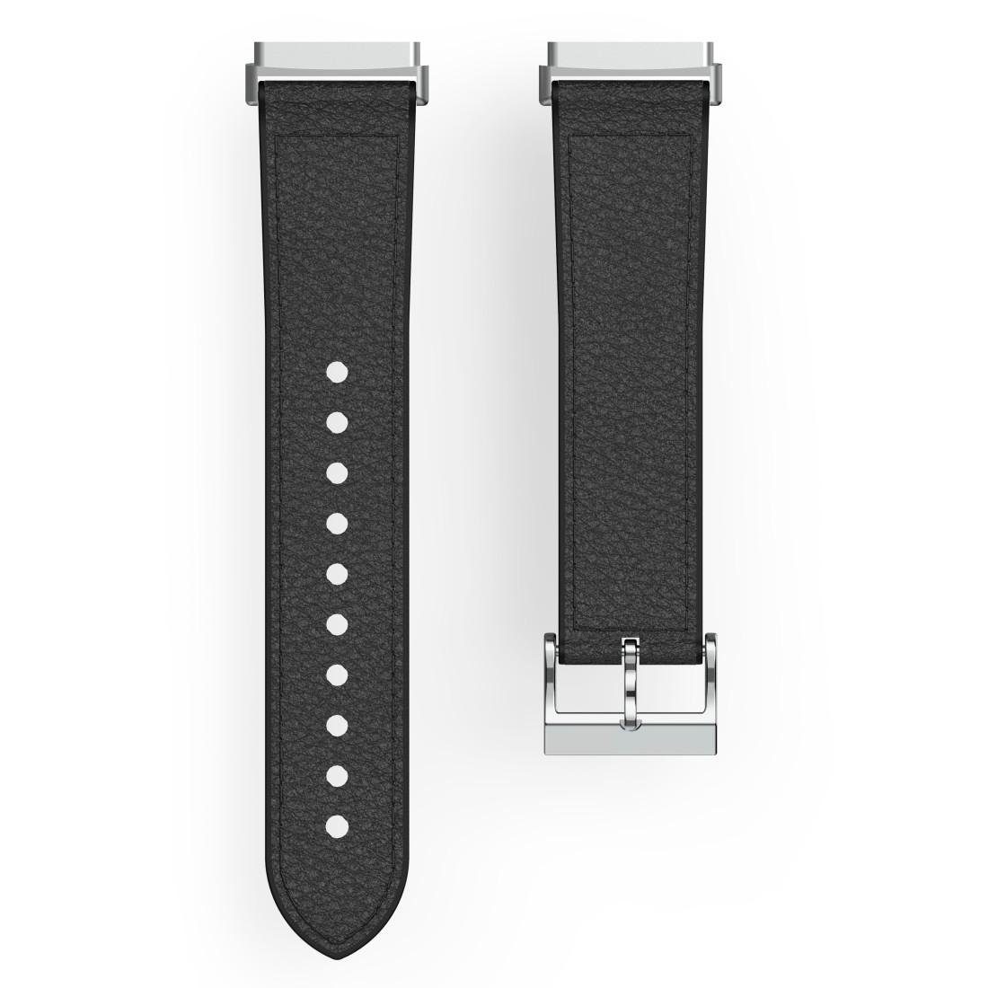 für 3, und Hama Smartwatch-Armband Silikon, 21cm 22mm, Sense, Leder schwarz Fitbit Ersatzarmband Versa