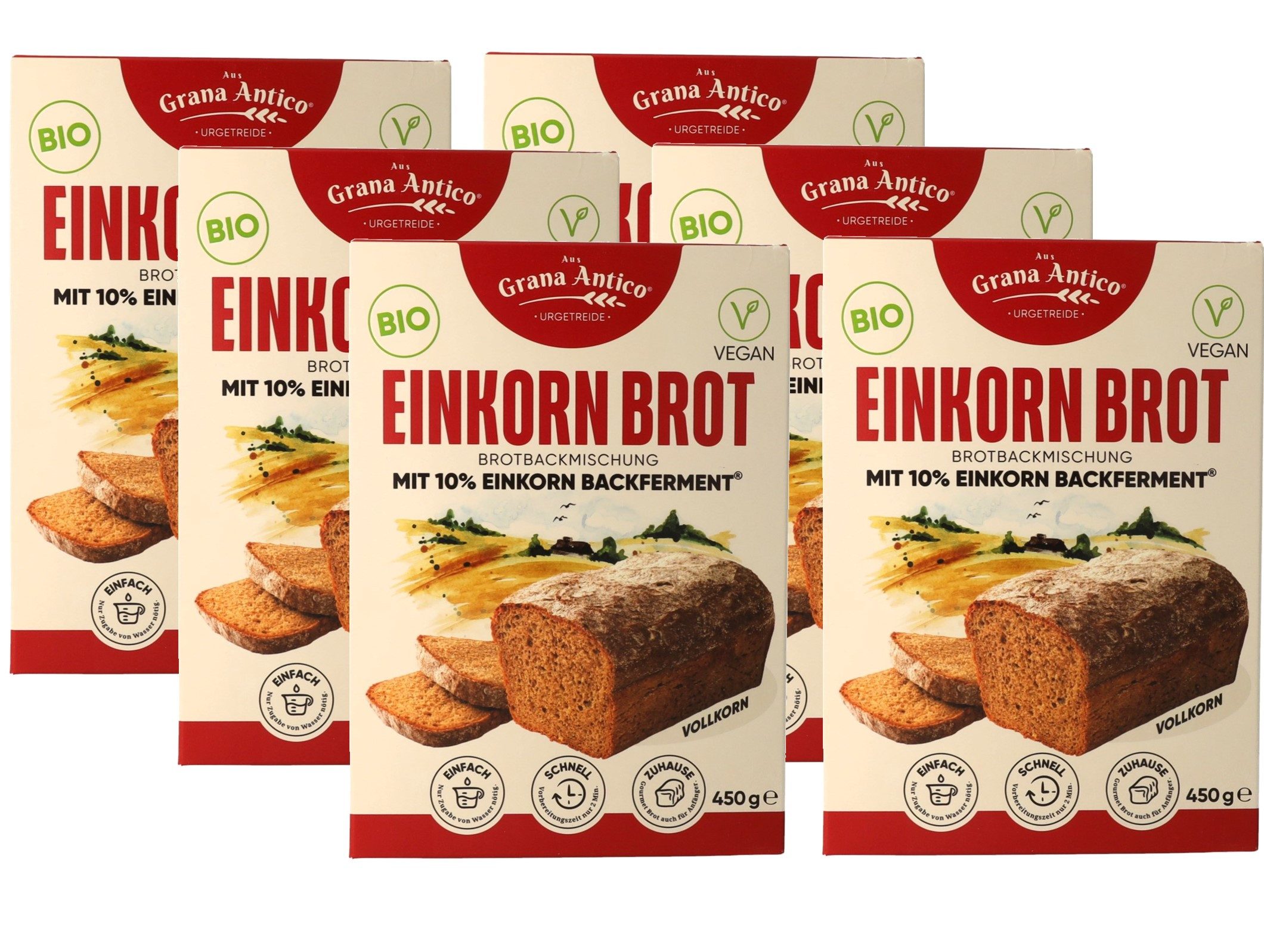 Grana Antico Backmischung Grana Antico BIO Dinkel- und Einkorn- Brotbackmischungen, 450 g, (Spar-Set, 6 x 450 g)