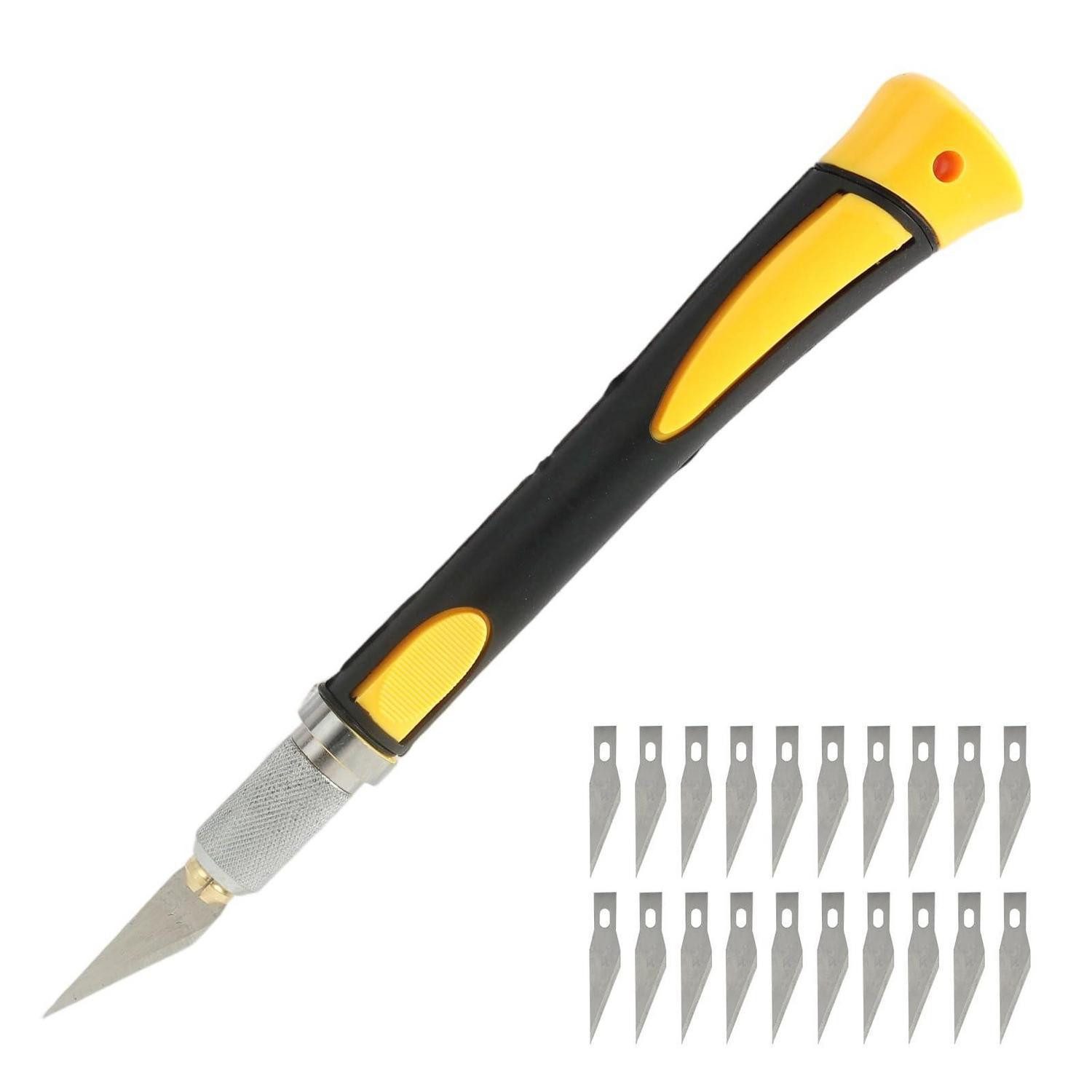 LuxusKollektion Cuttermesser Bastelmesser Skalpell Set Grau Ergonomisch Softgriff