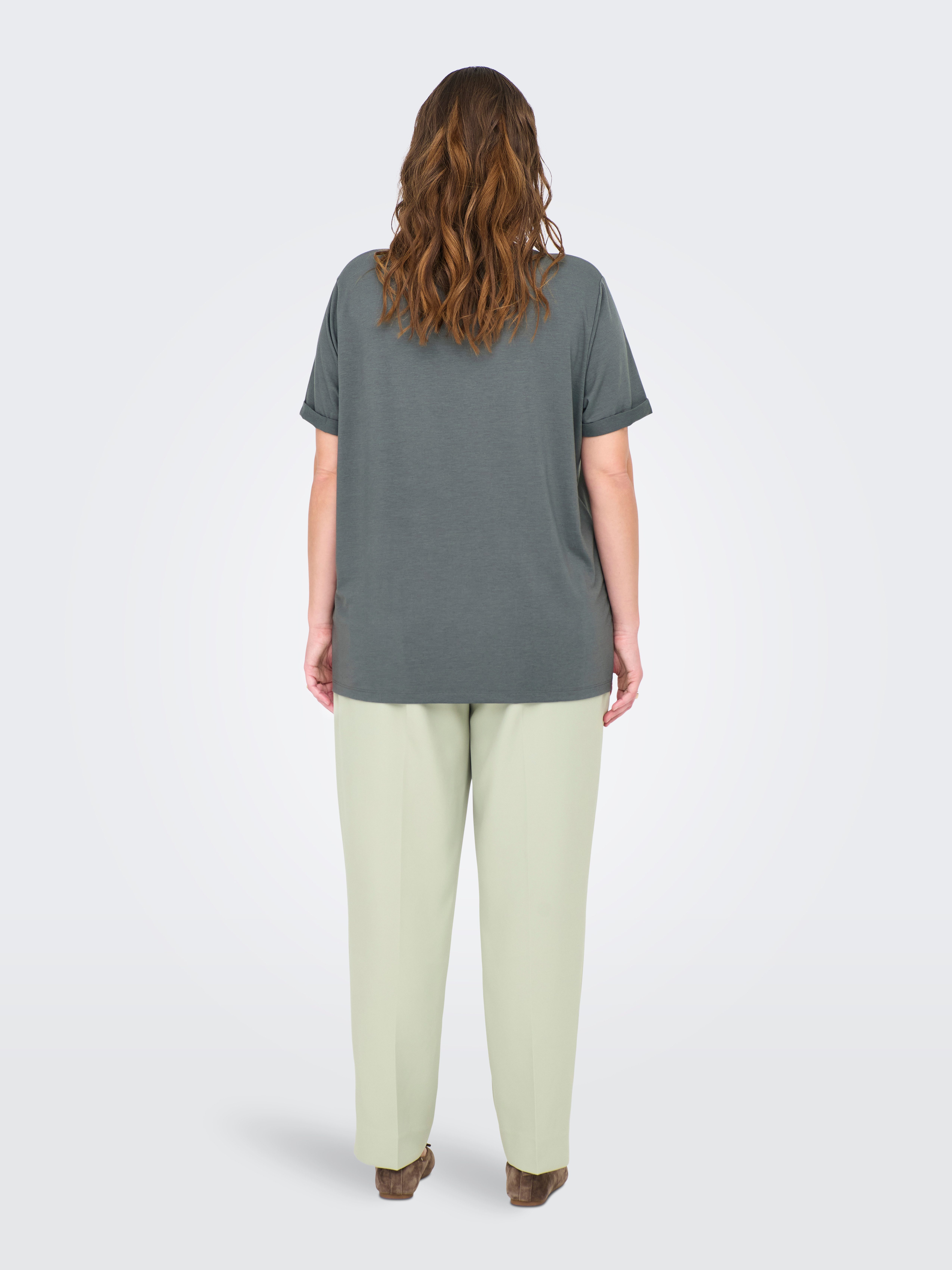 ONLY CARMAKOMA Kurzarmshirt CARMOSTER S/S FOLD UP TOP JRS NOOS Materialmix, regular fit