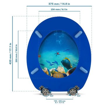 Sanfino WC-Sitz "Coral Reef" Premium Toilettendeckel mit Absenkautomatik aus Holz, mit schönem Maritim-Motiv, hohem Sitzkomfort, einfache Montage