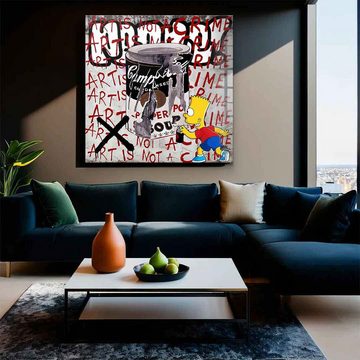 DOTCOMCANVAS® Acrylglasbild Art Is Not A Crime - Acrylglas, Acrylglasbild Bart Simpson Comic Cartoon Graffiti Wandbild